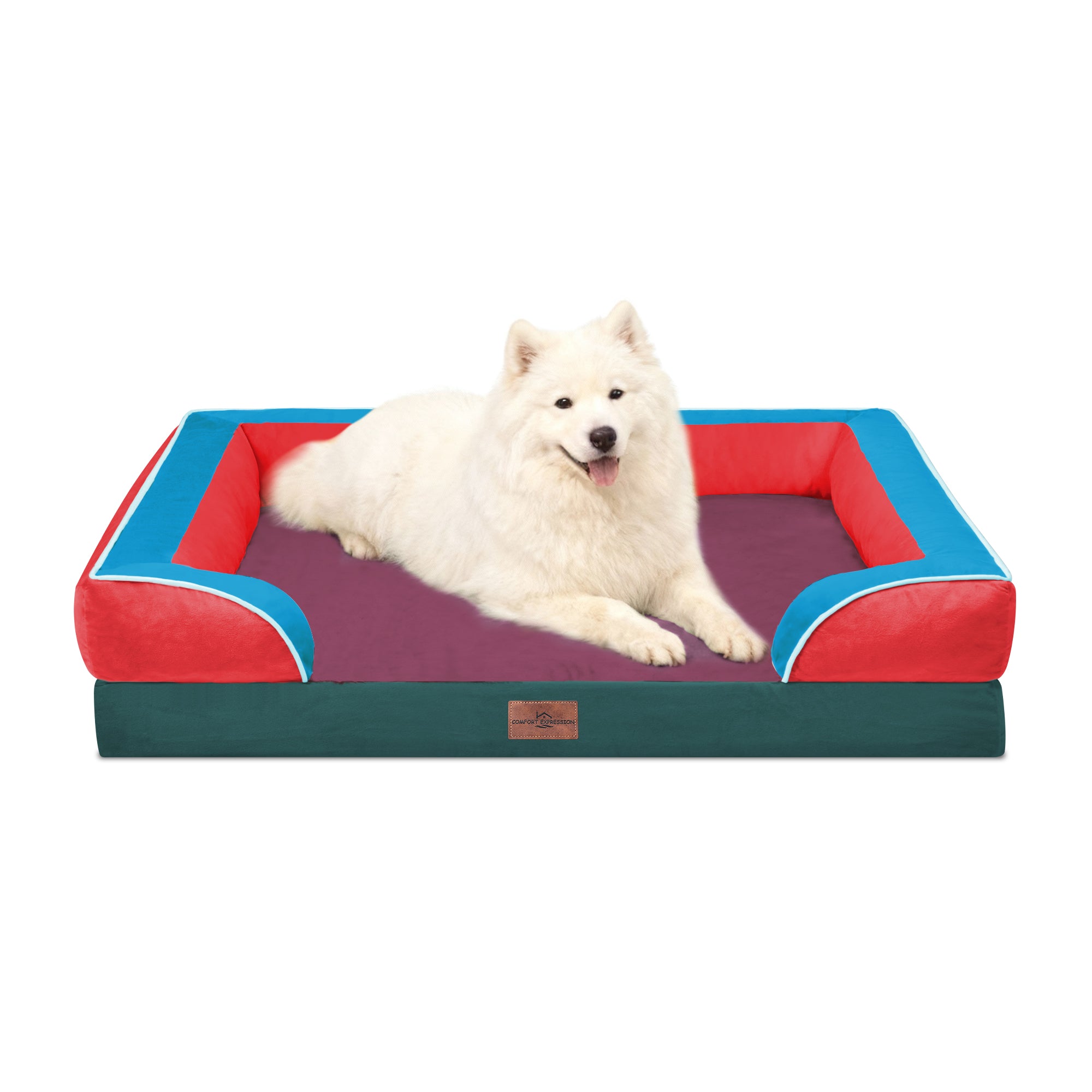 San Francisco - World Cup Host City Theme Orthopedic Dog Bed for Large Dogs – Waterproof Egg Crate Foam Pet Bed with Bolsters, Washable Cover & Non-Slip Bottom