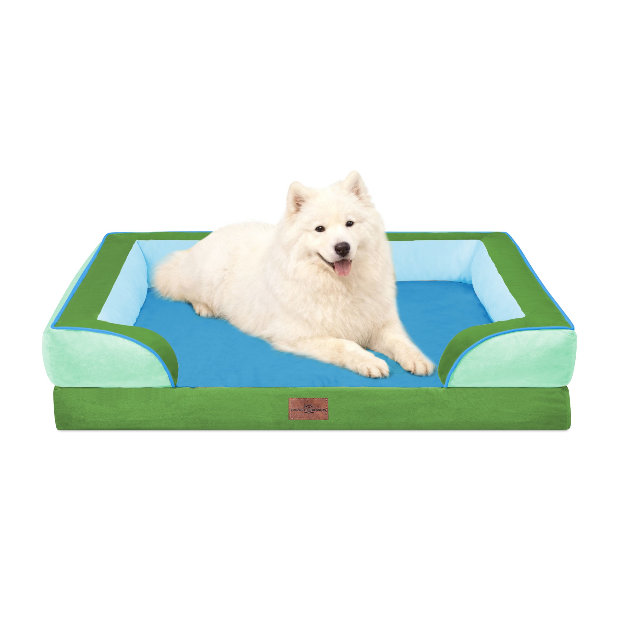Boston - World Cup Host City Theme Orthopedic Dog Bed for Large Dogs – Waterproof Egg Crate Foam Pet Bed with Bolsters, Washable Cover & Non-Slip Bottom