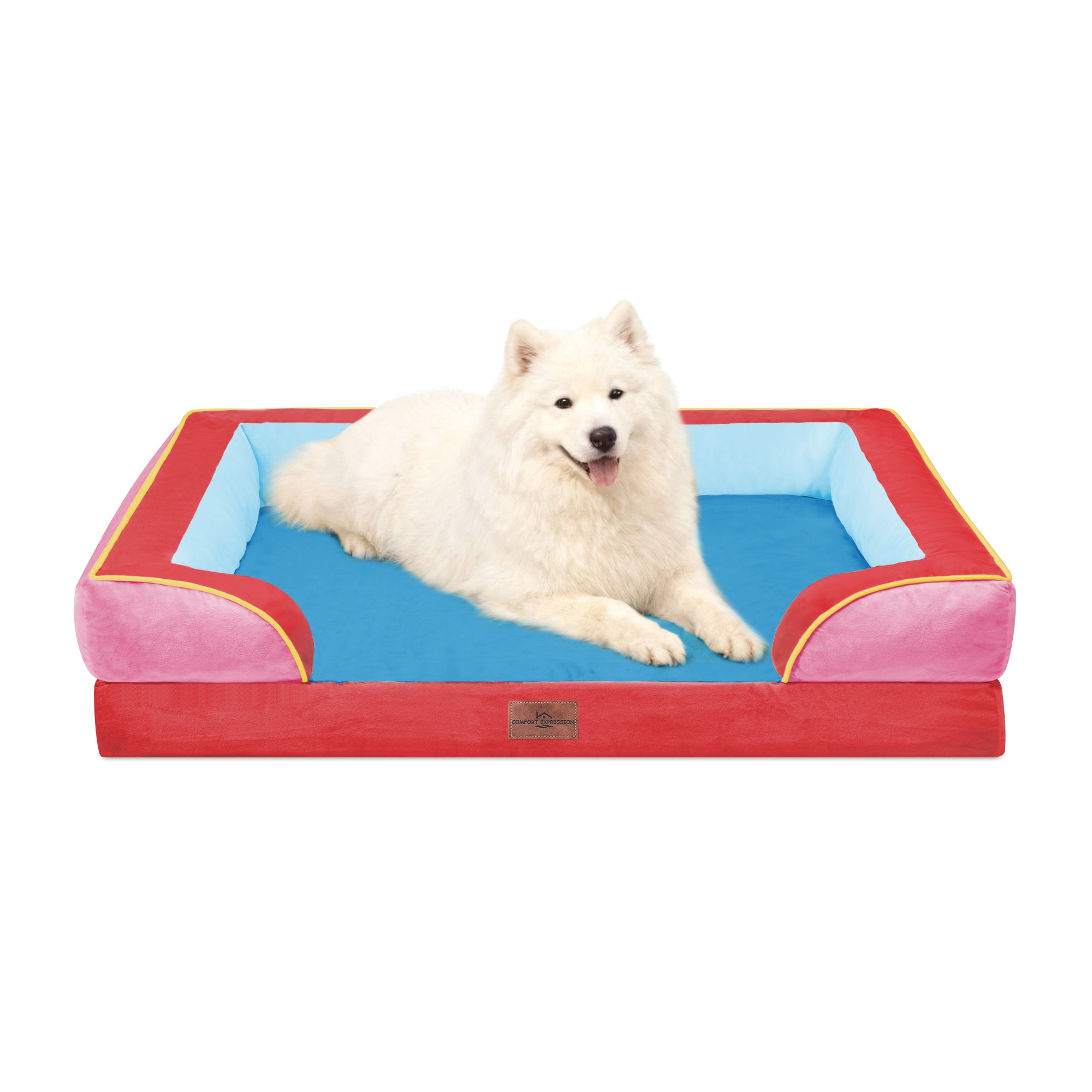 Los Angeles - World Cup Host City Theme Orthopedic Dog Bed for Large Dogs – Waterproof Egg Crate Foam Pet Bed with Bolsters, Washable Cover & Non-Slip Bottom