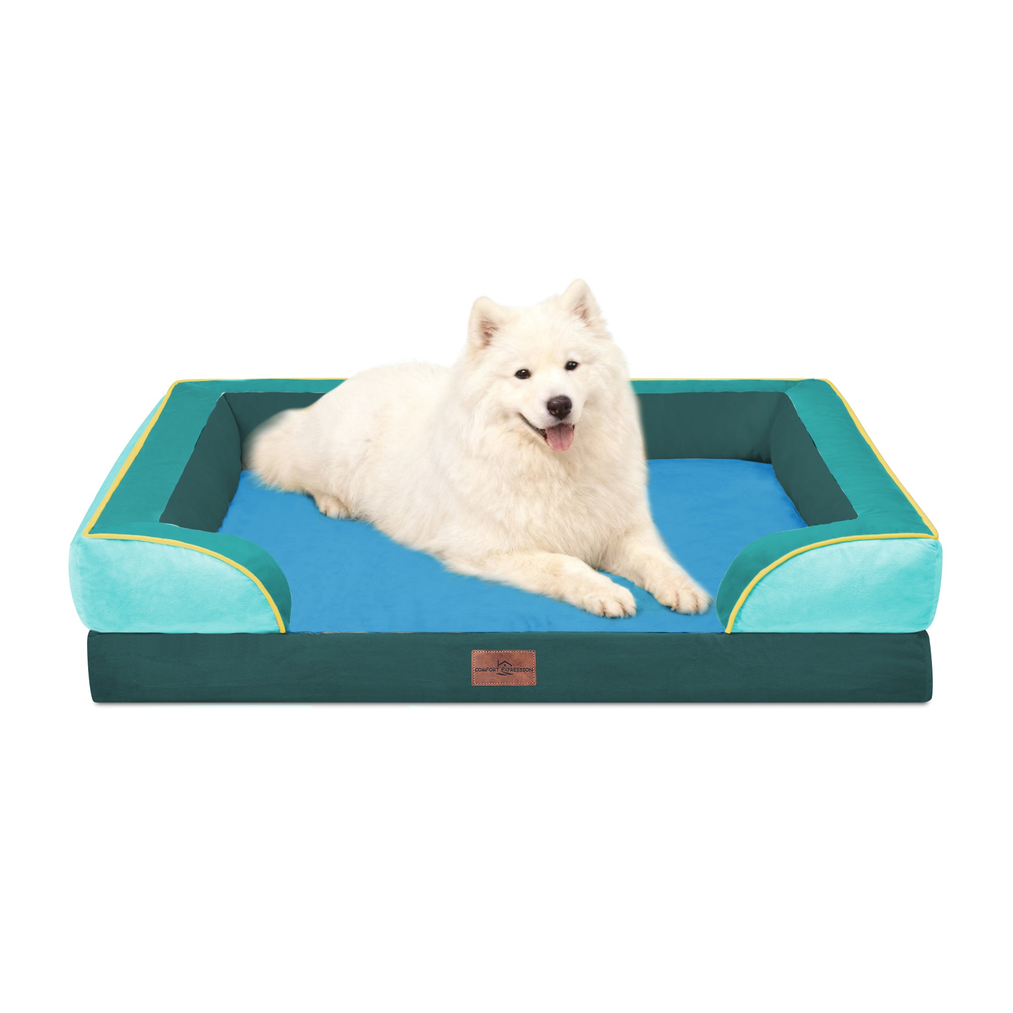 Seattle - World Cup Host City Theme Orthopedic Dog Bed for Large Dogs – Waterproof Egg Crate Foam Pet Bed with Bolsters, Washable Cover & Non-Slip Bottom
