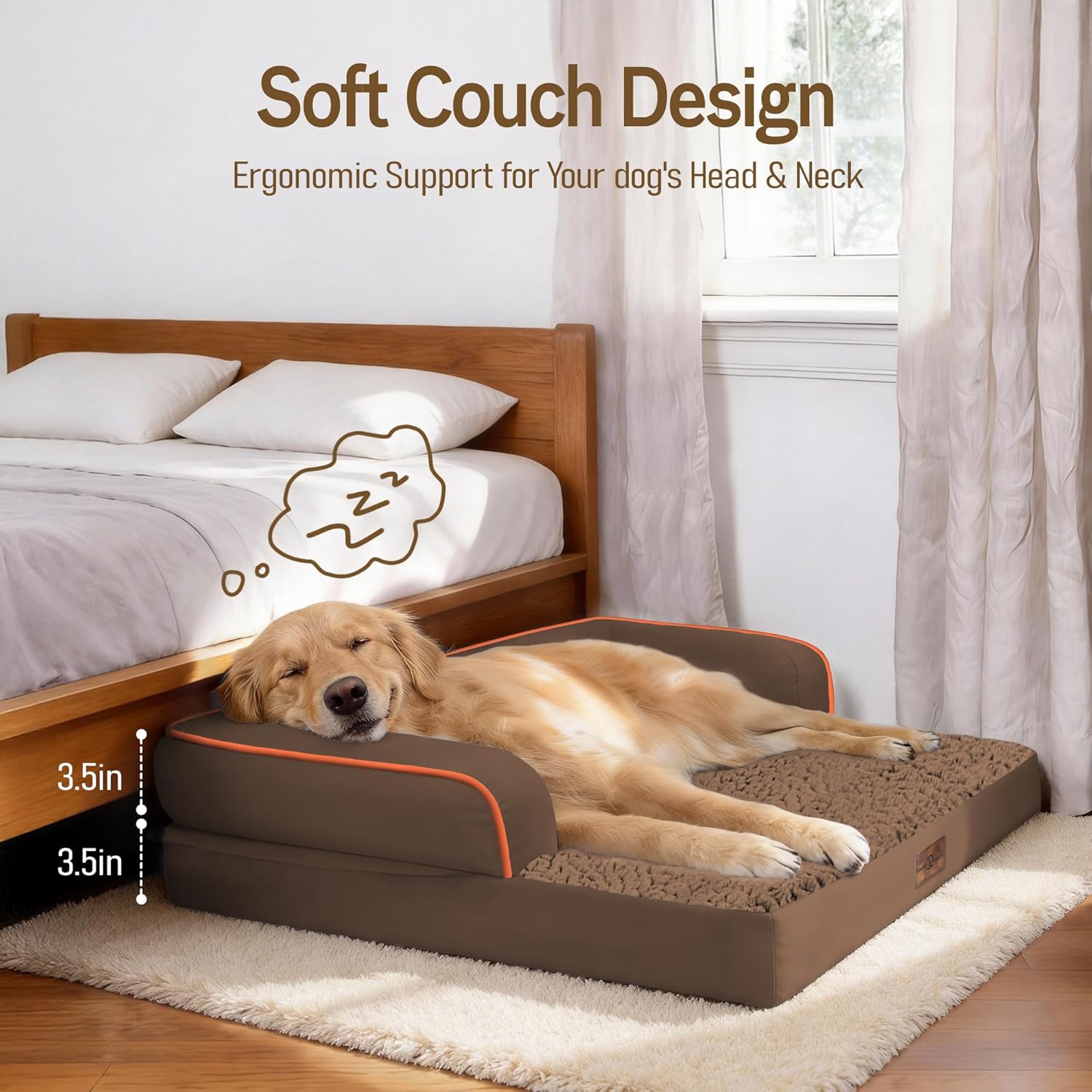 Comfort Expression Memory Foam Dog Bed Large Sized Dogs - Waterproof Orthopedic Pet Bed with Washable Removable Cover, Non-Slip Pet Sofa Couch, 36 x 27