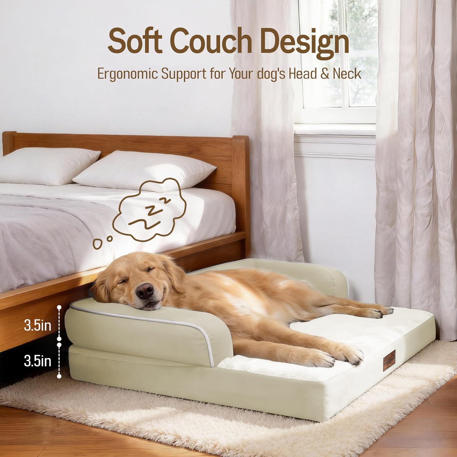Comfort Expression Memory Foam Large Dog Bed - Waterproof Orthopedic Pet Bed with Washable Removable Cover, Non-Slip Pet Sofa Couch, 36 x 27