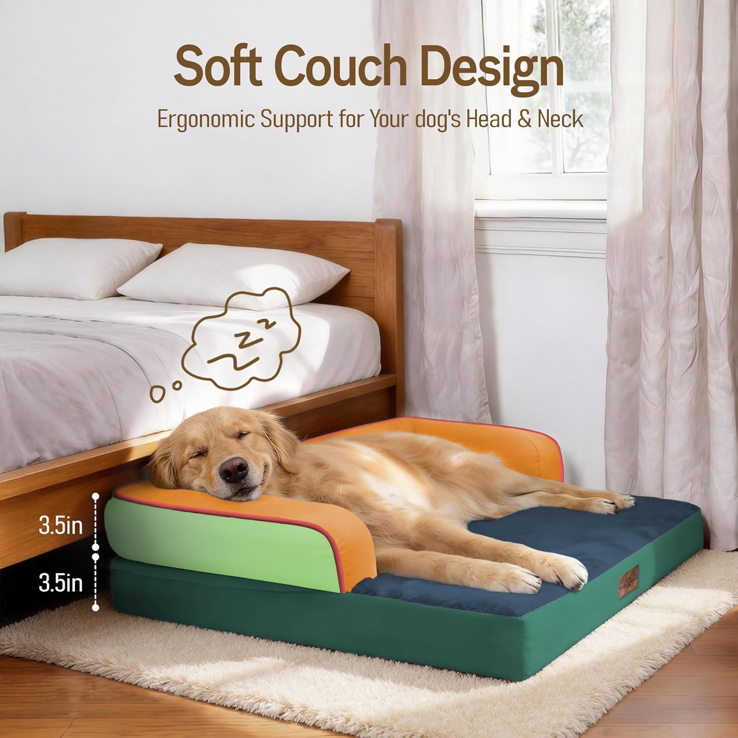 Comfort Expression Memory Foam Dog Bed for Large Medium Sized Dogs - Waterproof Orthopedic Dog Beds with Washable Removable, Non-Slip Pet Sofa Couch, 36 x 27