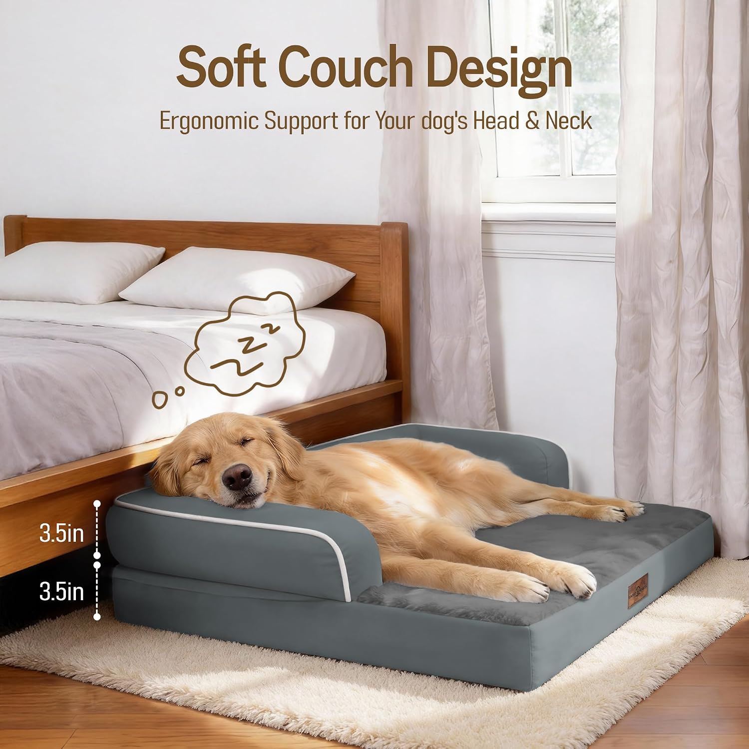 Comfort Expression Memory Foam Large Dog Bed - Waterproof Orthopedic Dog Beds with Washable Removable Cover Pet Sofa Couch, 36 x 27