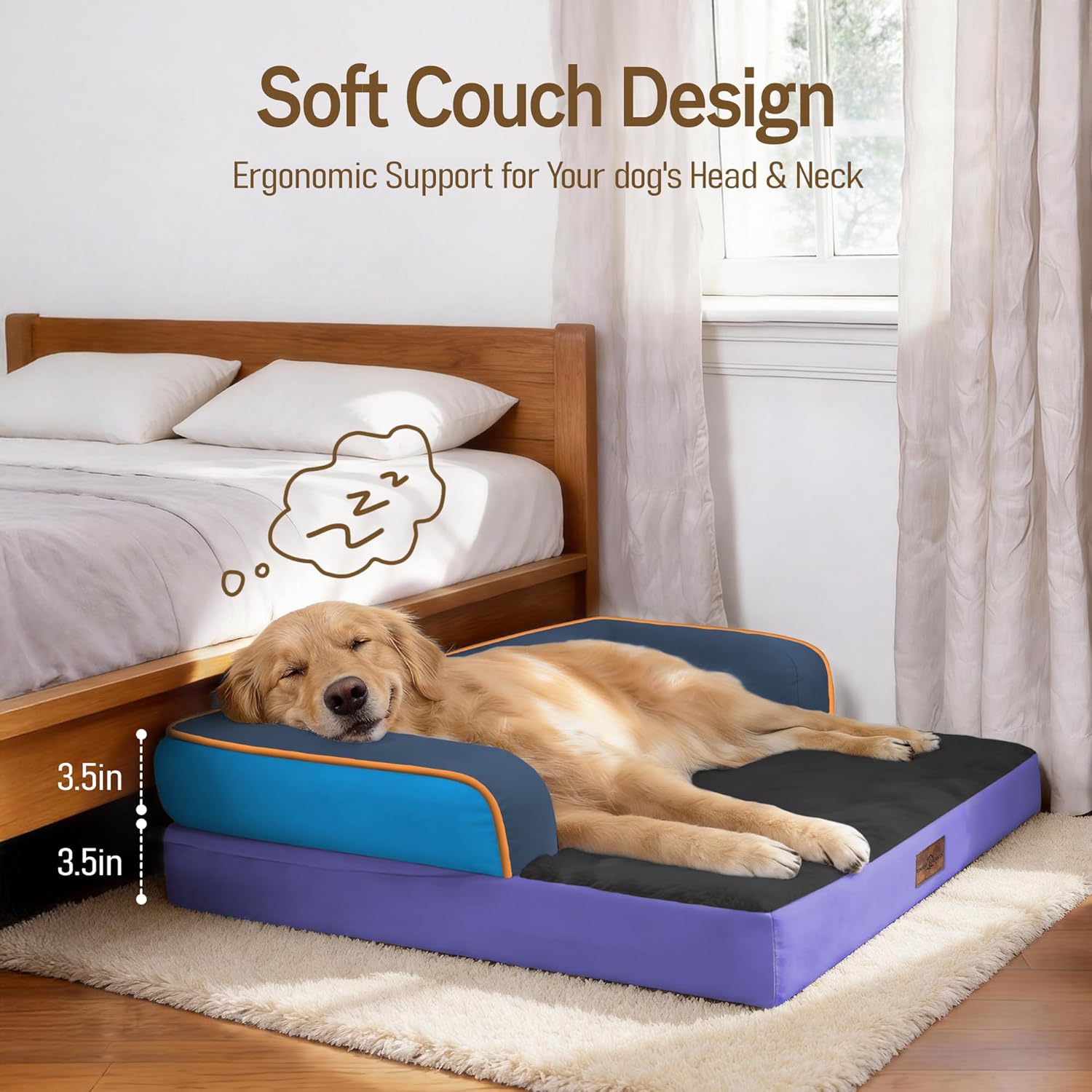Comfort Expression Memory Foam Dog Bed Large Sized Dogs - Waterproof Orthopedic Dog Beds with Washable Removable Cover Non-Slip Pet Sofa Couch, 36 x 27
