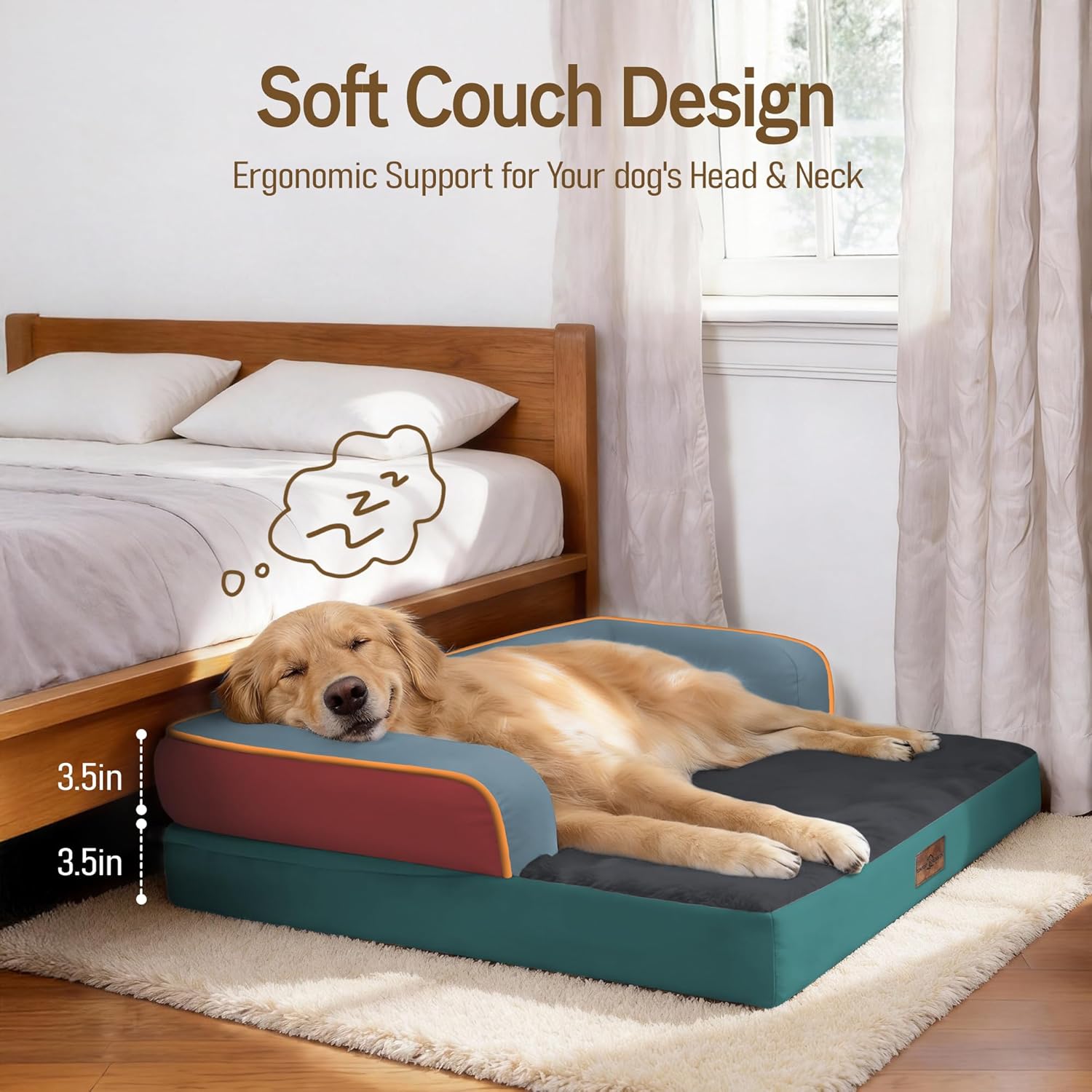 Comfort Expression Memory Foam Dog Bed - Washable Pet Bed for Big Dog Waterproof Orthopedic Dog Beds with Removable Cover ,Non-Slip Pet Couch Sofa- 36 x 27