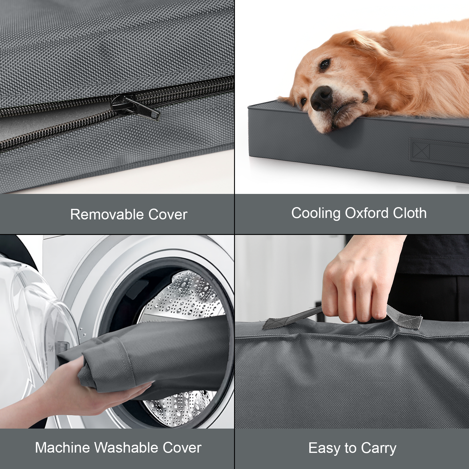 Outdoor All Weather Large Dog Bed, Waterproof Dog Bed for Large Dogs 36x27 Inch, Orthopedic Egg Crate Foam Pet Bed with Washable Removable Oxford Cooling Cover