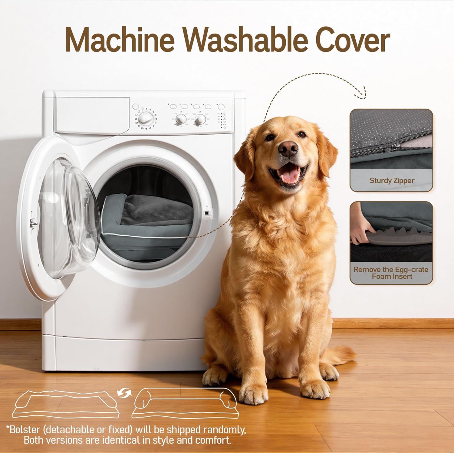 Comfort Expression Memory Foam Large Dog Bed - Waterproof Orthopedic Dog Beds with Washable Removable Cover Pet Sofa Couch, 36 x 27