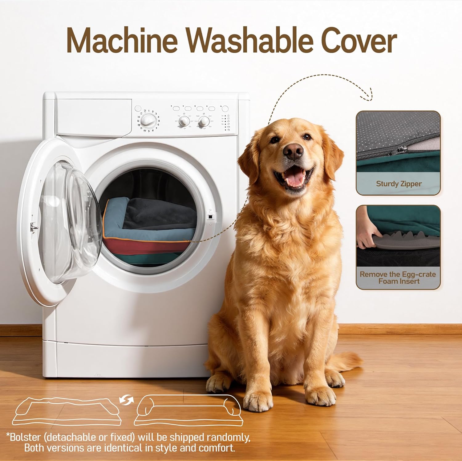 Comfort Expression Memory Foam Dog Bed - Washable Pet Bed for Big Dog Waterproof Orthopedic Dog Beds with Removable Cover ,Non-Slip Pet Couch Sofa- 36 x 27