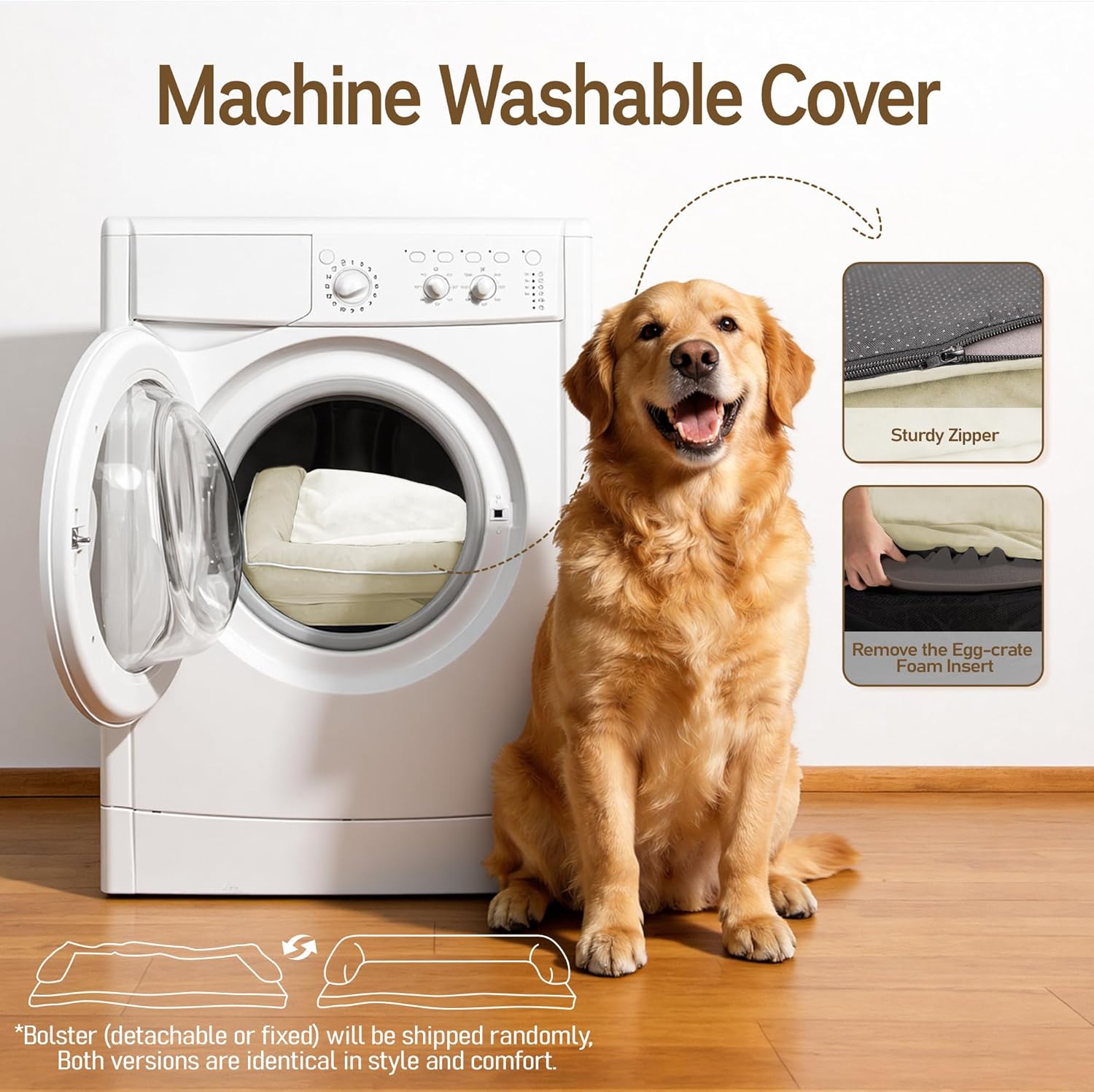 Comfort Expression Memory Foam Large Dog Bed - Waterproof Orthopedic Pet Bed with Washable Removable Cover, Non-Slip Pet Sofa Couch, 36 x 27
