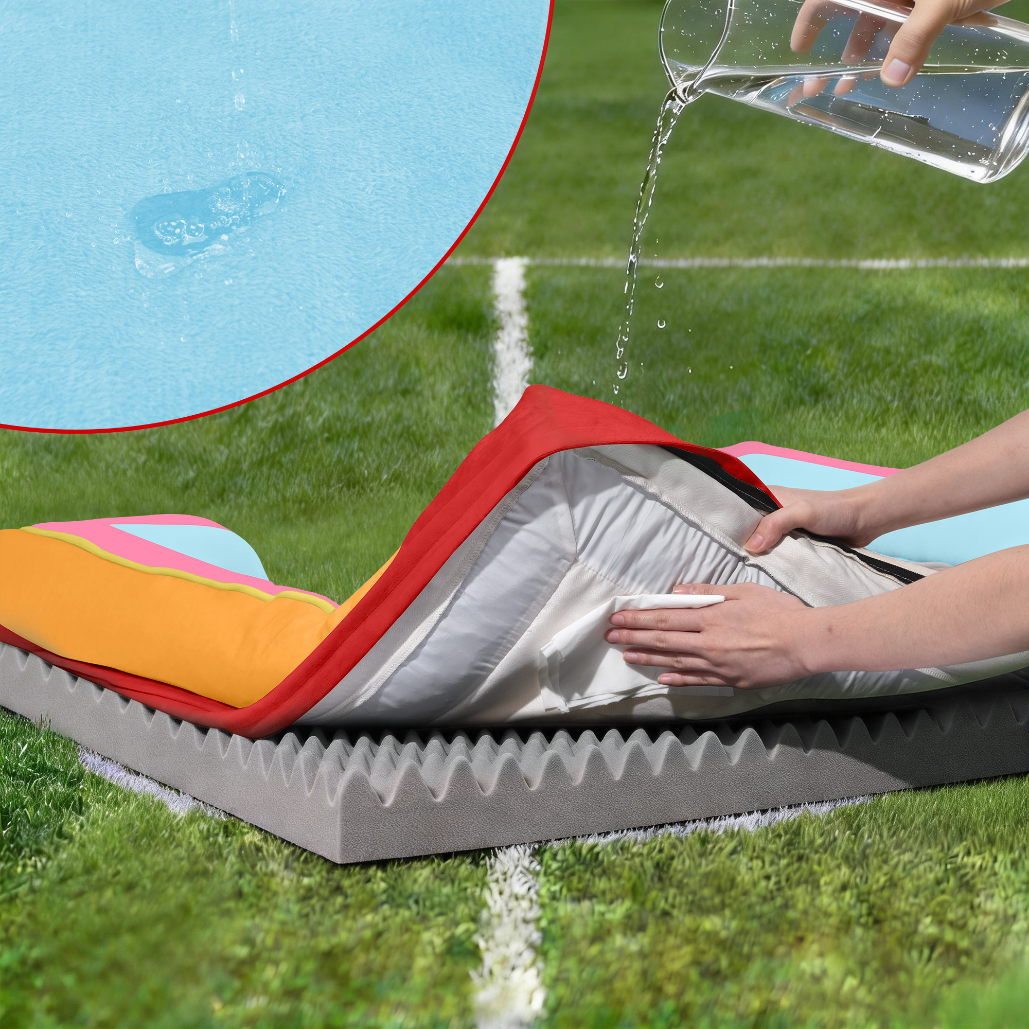 Miami - World Cup Host City Theme Orthopedic Dog Bed for Large Dogs – Waterproof Egg Crate Foam Pet Bed with Bolsters, Washable Cover & Non-Slip Bottom