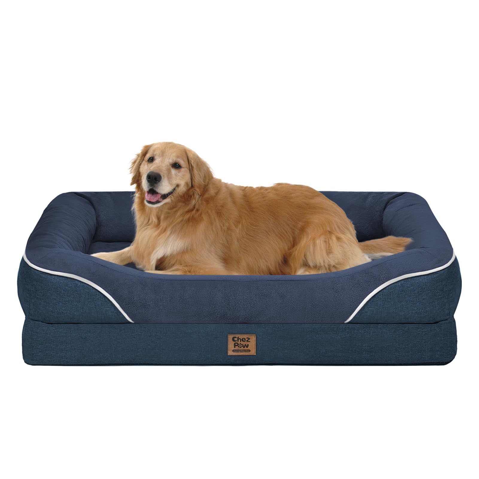 Orthopedic Large Dog Bed - Removable Orthopedic Foam Dogs Beds with Bolsters Waterproof Large Dog Bed and Non-Slip Bottom Washable Extra Large Dogs Beds Sofa
