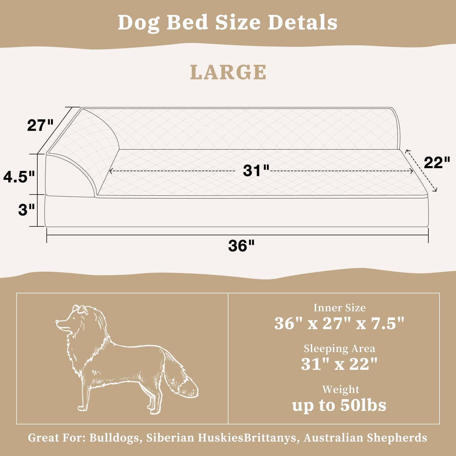 Orthopedic Grey Dog Bed - Medium