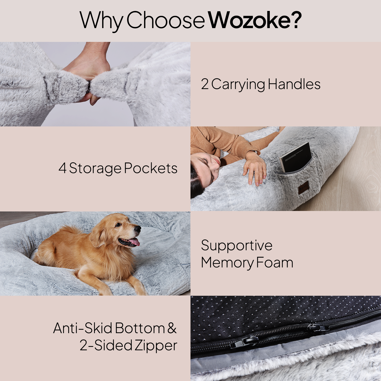 Giant Human Sized Dog Bed for Adults and Pets, 74"x50"x12" Pressure Relieving Memory Foam for Ultimate Comfort, Waterproof & Machine Washable Cover, Family Bedroom Lounger