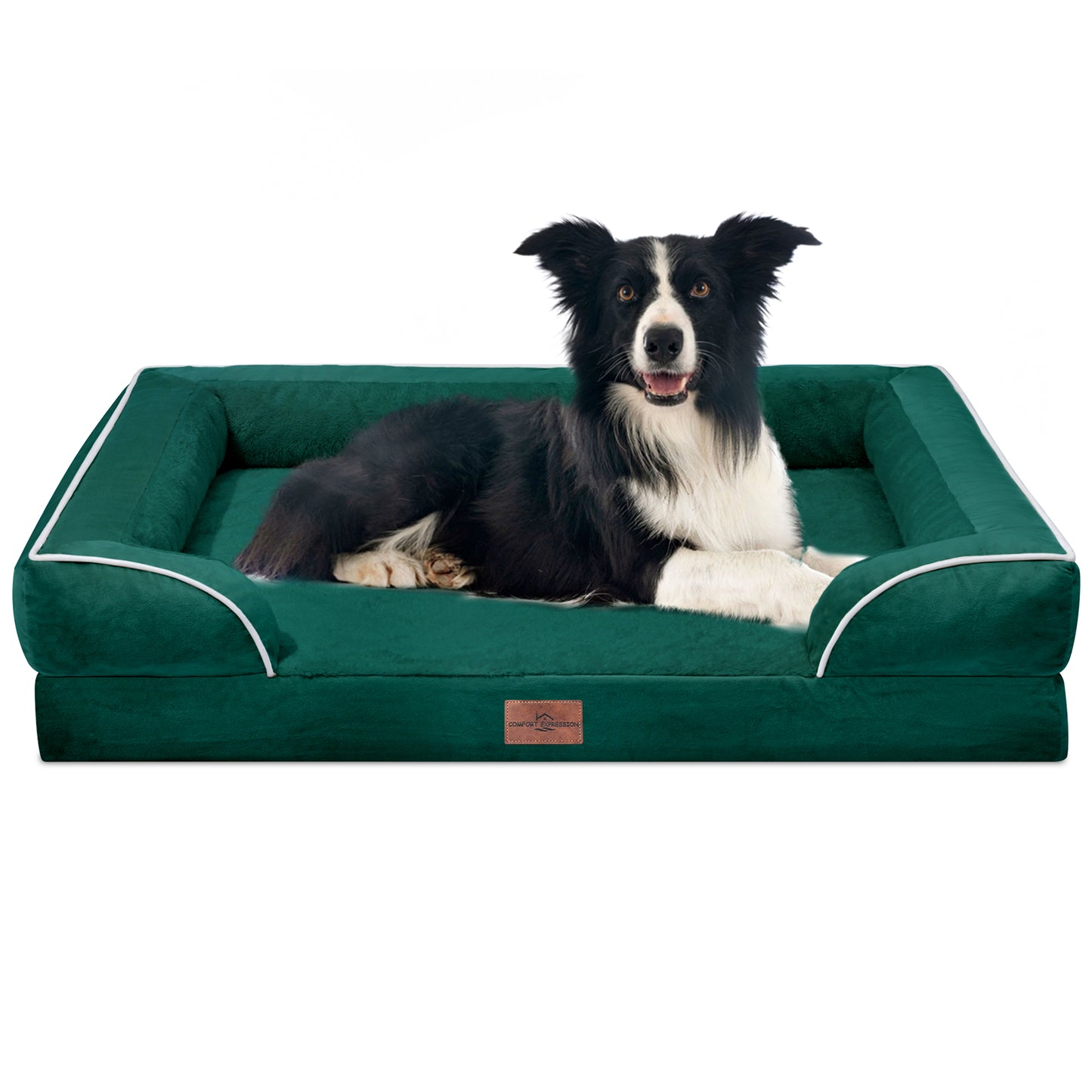 Comfort Expression Waterproof Orthopedic Foam Dog Beds for Extra Large Dogs Durable Dog Sofa Pet Bed Washable Removable Cover with Zipper and Bolster