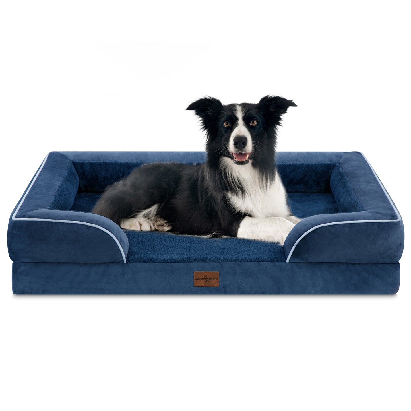 Comfort Expression Waterproof Orthopedic Foam Dog Beds for Extra Large Dogs Durable Dog Sofa Pet Bed Washable Removable Cover with Zipper and Bolster