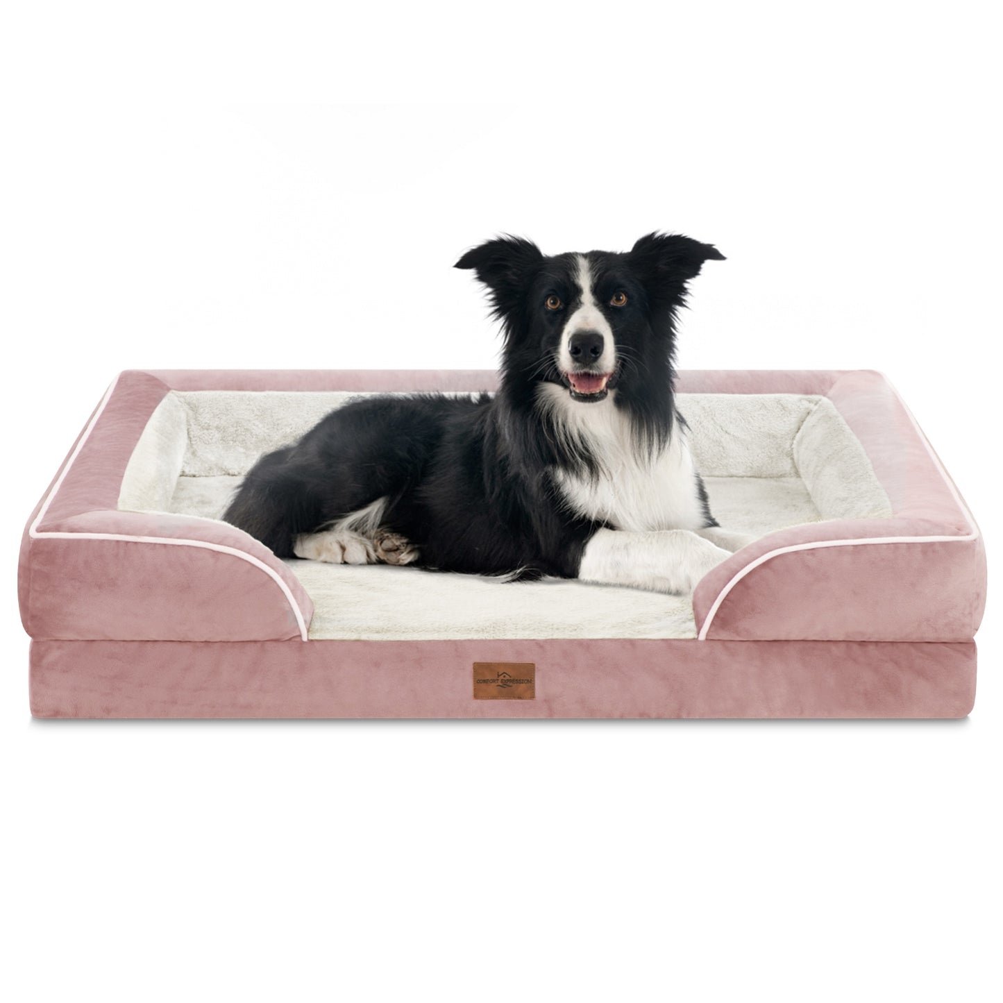 Comfort Expression Waterproof Orthopedic Foam Dog Beds for Extra Large Dogs Durable Dog Sofa Pet Bed Washable Removable Cover with Zipper and Bolster