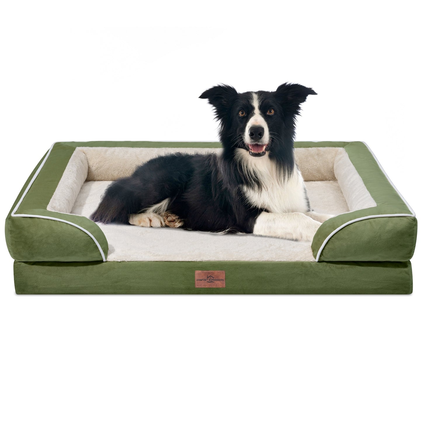 Comfort Expression Waterproof Orthopedic Foam Dog Beds for Extra Large Dogs Durable Dog Sofa Pet Bed Washable Removable Cover with Zipper and Bolster