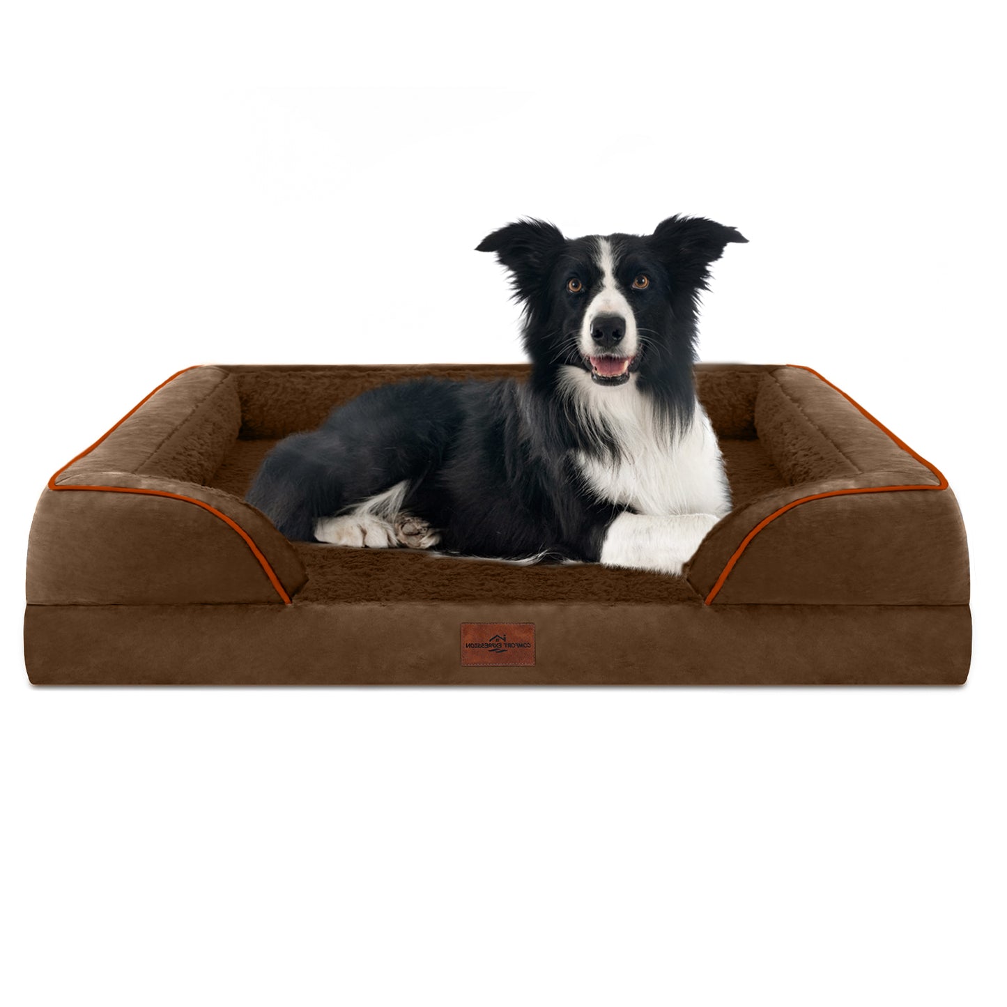 Comfort Expression Waterproof Orthopedic Foam Dog Beds for Extra Large Dogs Durable Dog Sofa Pet Bed Washable Removable Cover with Zipper and Bolster