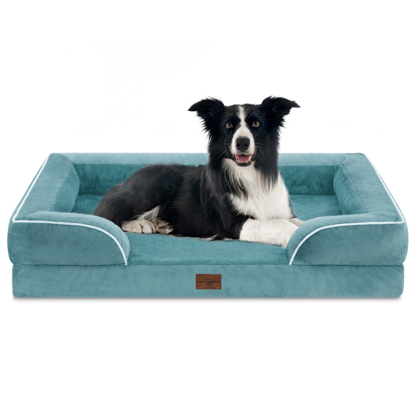 Comfort Expression Waterproof Orthopedic Foam Dog Beds for Extra Large Dogs Durable Dog Sofa Pet Bed Washable Removable Cover with Zipper and Bolster