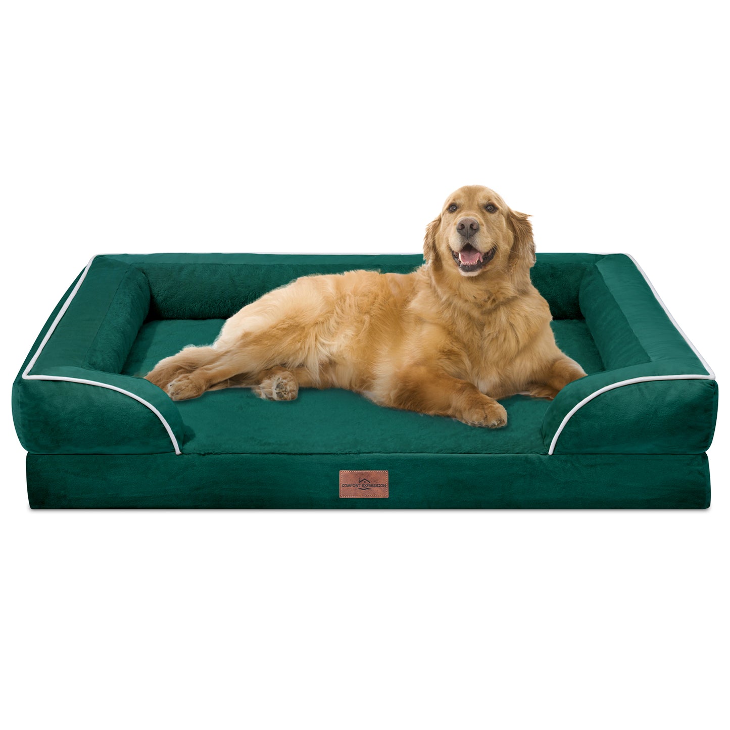 Comfort Expression Waterproof Orthopedic Foam Dog Beds for Extra Large Dogs Durable Dog Sofa Pet Bed Washable Removable Cover with Zipper and Bolster