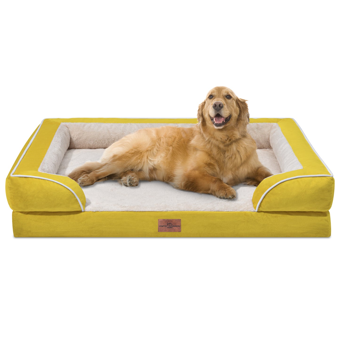 Comfort Expression Waterproof Orthopedic Foam Dog Beds for Extra Large Dogs Durable Dog Sofa Pet Bed Washable Removable Cover with Zipper and Bolster