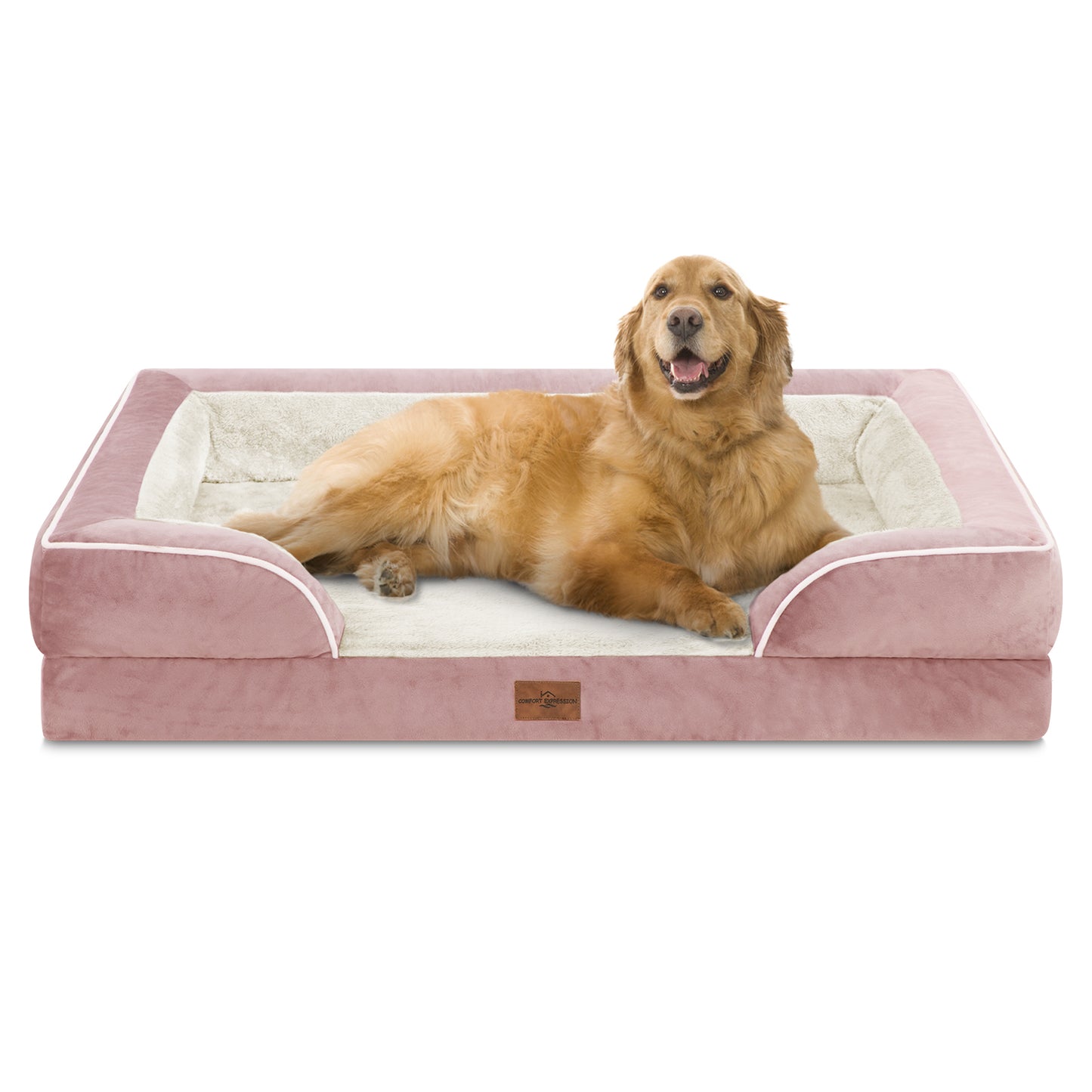 Comfort Expression Waterproof Orthopedic Foam Dog Beds for Extra Large Dogs Durable Dog Sofa Pet Bed Washable Removable Cover with Zipper and Bolster