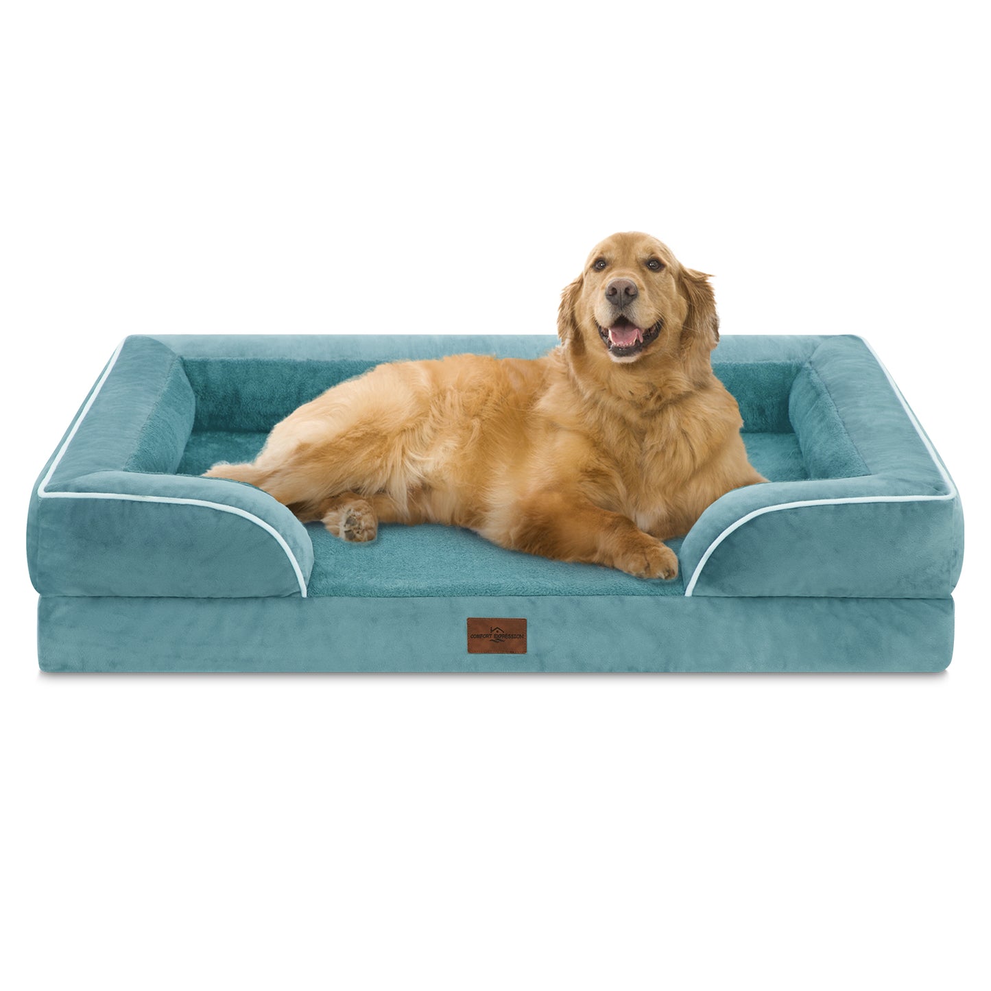 Comfort Expression Waterproof Orthopedic Foam Dog Beds for Extra Large Dogs Durable Dog Sofa Pet Bed Washable Removable Cover with Zipper and Bolster