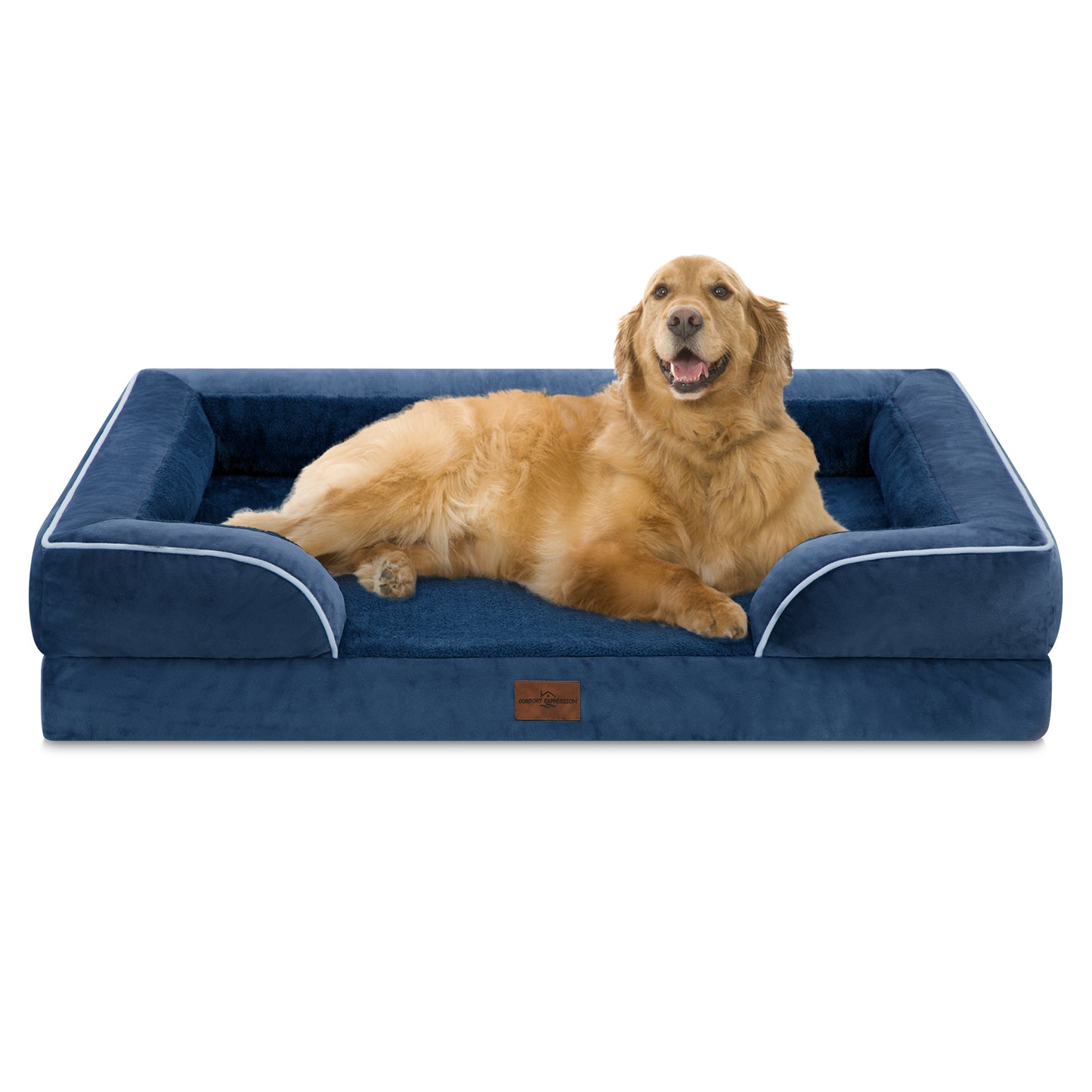 Comfort Expression Waterproof Orthopedic Foam Dog Beds for Extra Large Dogs Durable Dog Sofa Pet Bed Washable Removable Cover with Zipper and Bolster