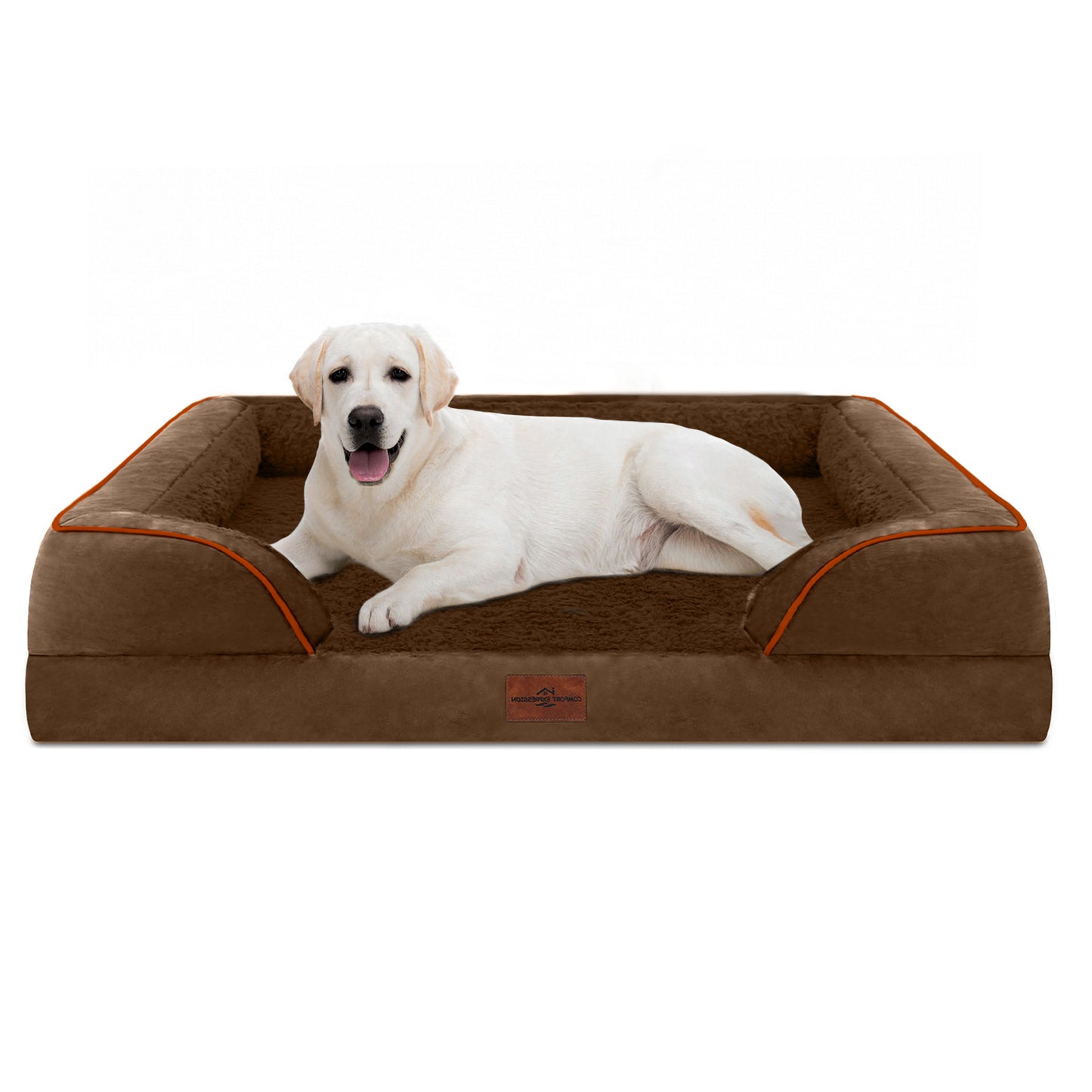 Comfort Expression Waterproof Orthopedic Foam Dog Beds for Extra Large Dogs Durable Dog Sofa Pet Bed Washable Removable Cover with Zipper and Bolster