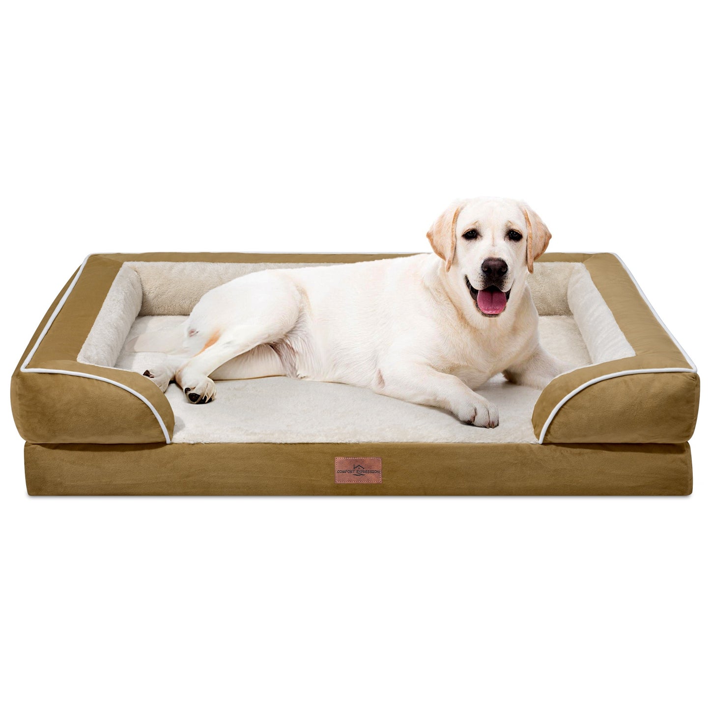 Comfort Expression Waterproof Orthopedic Foam Dog Beds for Extra Large Dogs Durable Dog Sofa Pet Bed Washable Removable Cover with Zipper and Bolster