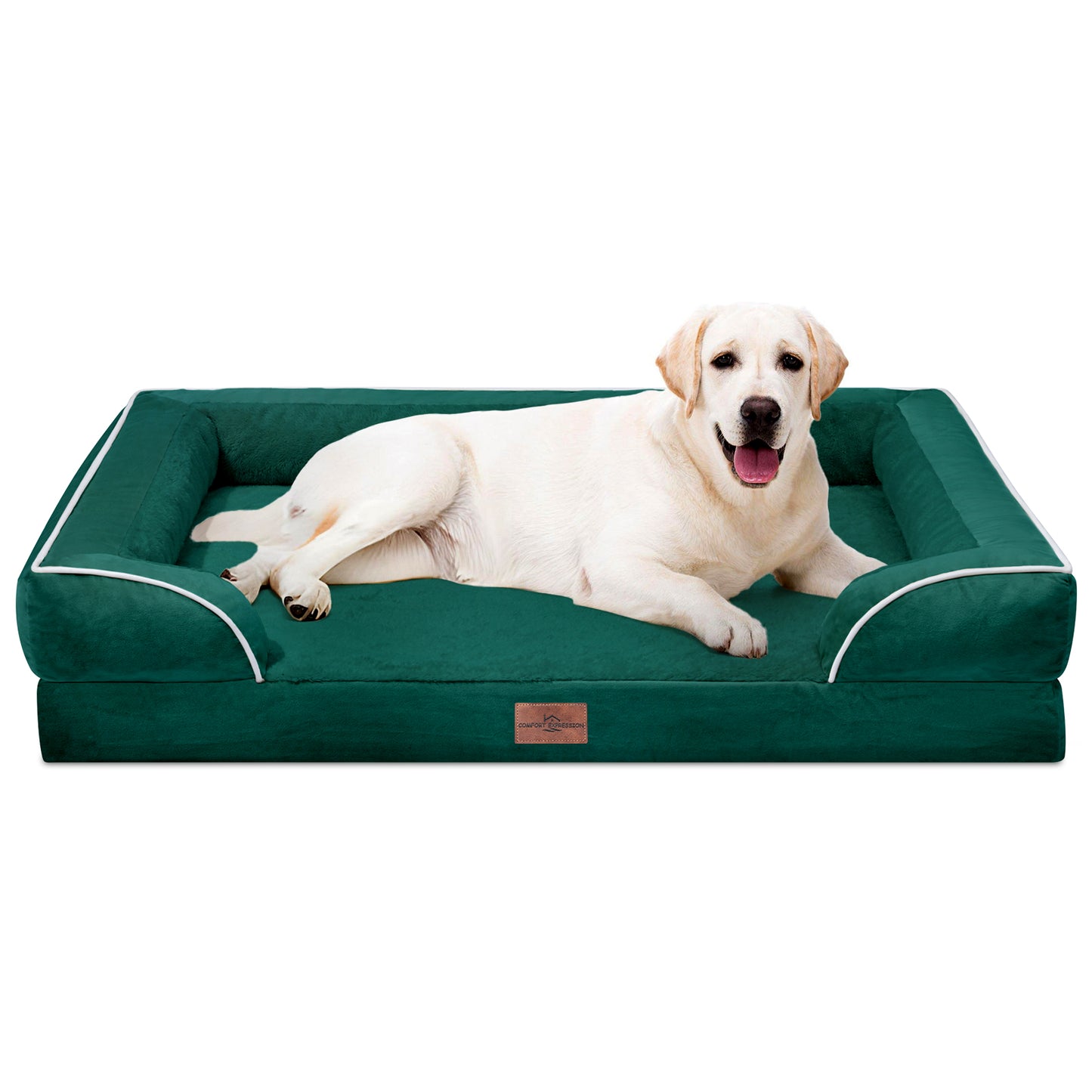 Comfort Expression Waterproof Orthopedic Foam Dog Beds for Extra Large Dogs Durable Dog Sofa Pet Bed Washable Removable Cover with Zipper and Bolster