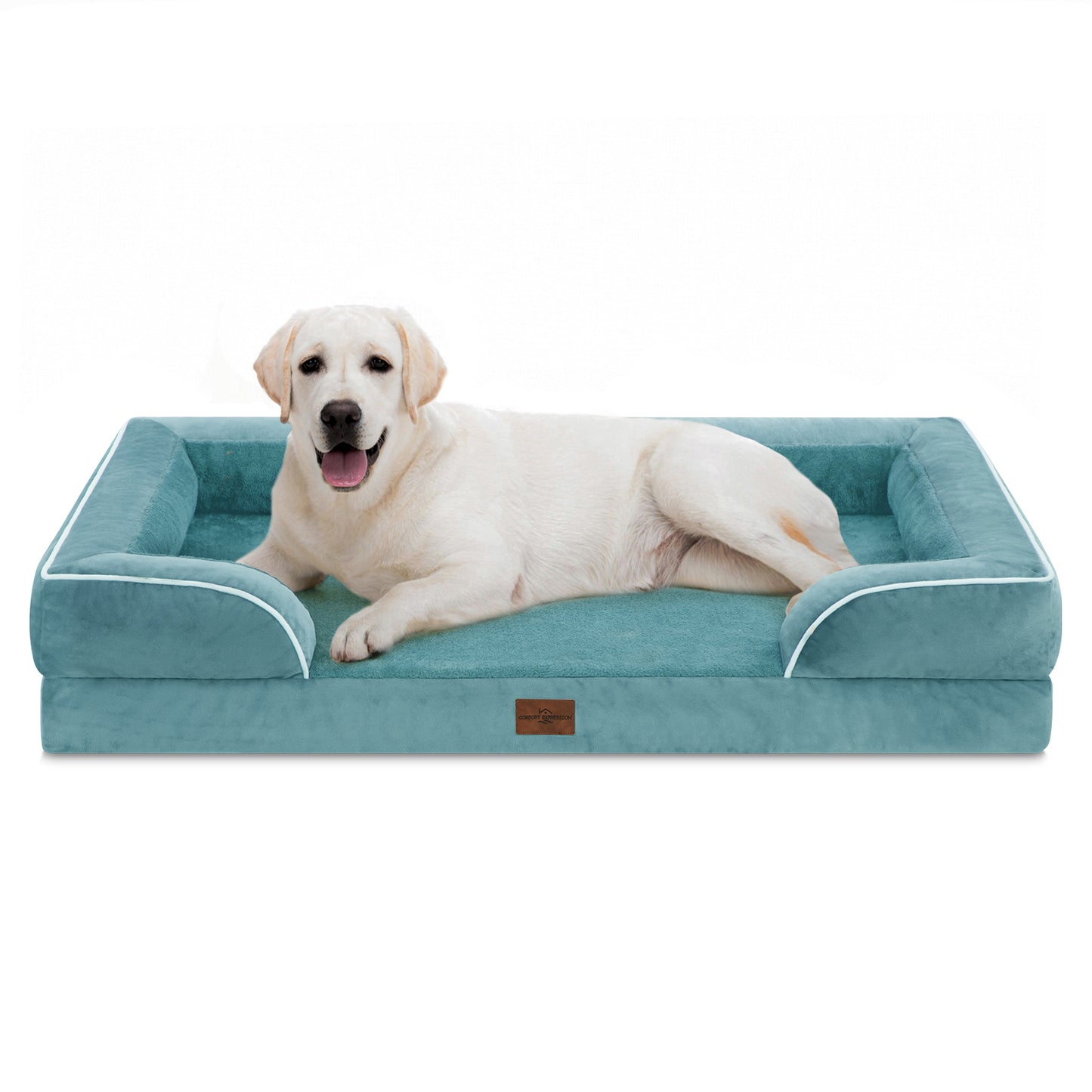 Comfort Expression Waterproof Orthopedic Foam Dog Beds for Extra Large Dogs Durable Dog Sofa Pet Bed Washable Removable Cover with Zipper and Bolster