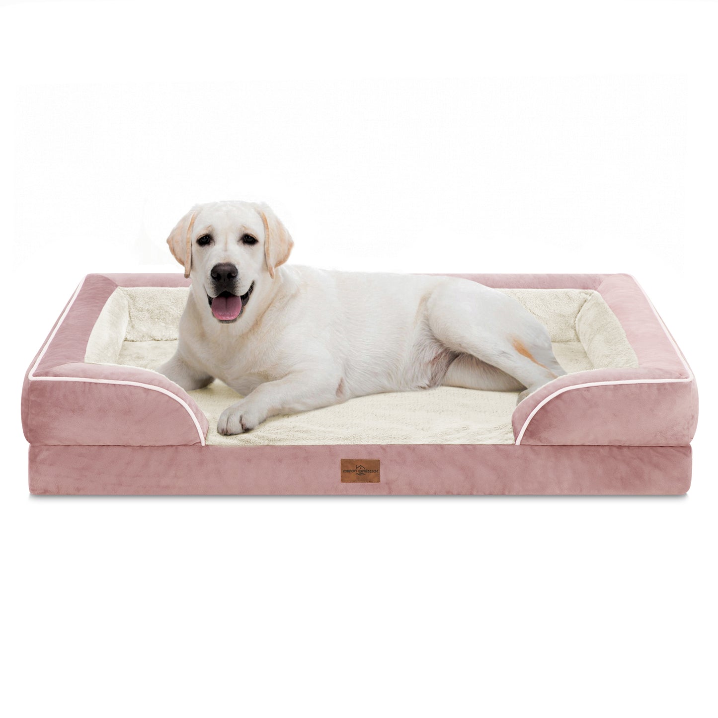 Comfort Expression Waterproof Orthopedic Foam Dog Beds for Extra Large Dogs Durable Dog Sofa Pet Bed Washable Removable Cover with Zipper and Bolster