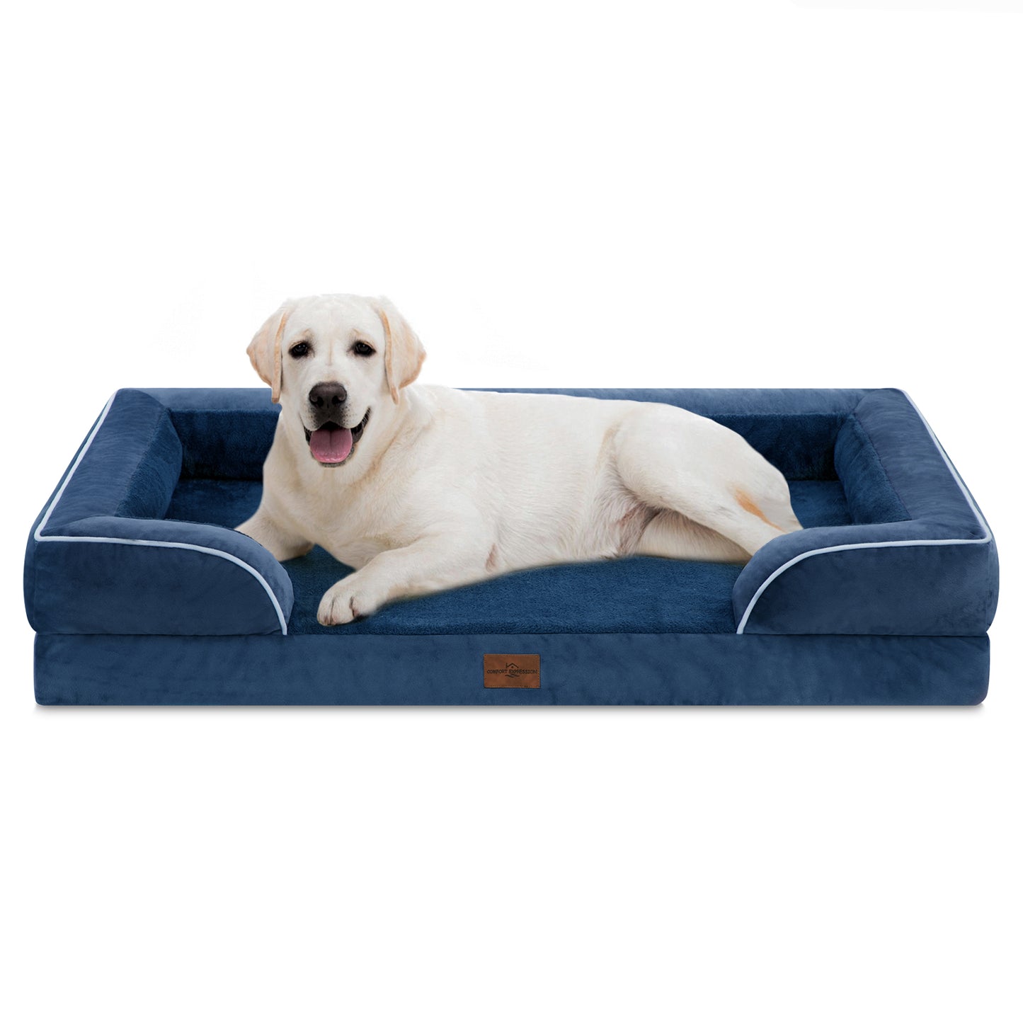 Comfort Expression Waterproof Orthopedic Foam Dog Beds for Extra Large Dogs Durable Dog Sofa Pet Bed Washable Removable Cover with Zipper and Bolster