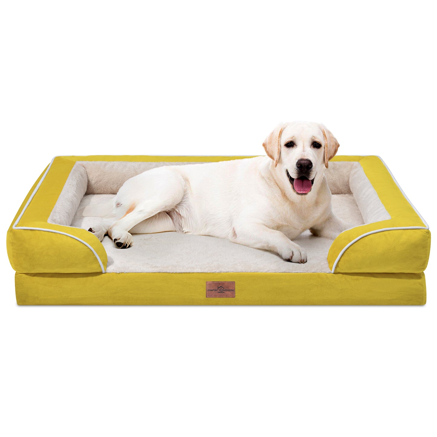 Comfort Expression Waterproof Orthopedic Foam Dog Beds for Extra Large Dogs Durable Dog Sofa Pet Bed Washable Removable Cover with Zipper and Bolster