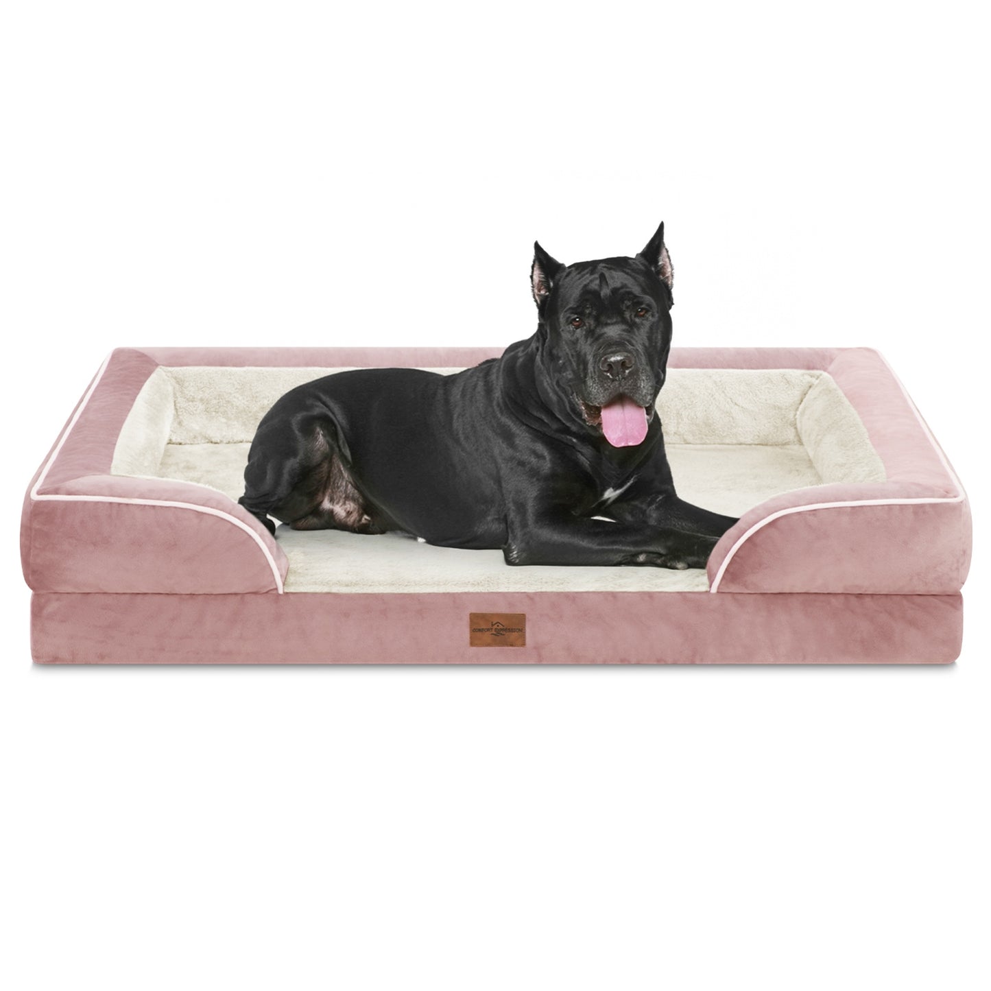 Comfort Expression Waterproof Orthopedic Foam Dog Beds for Extra Large Dogs Durable Dog Sofa Pet Bed Washable Removable Cover with Zipper and Bolster