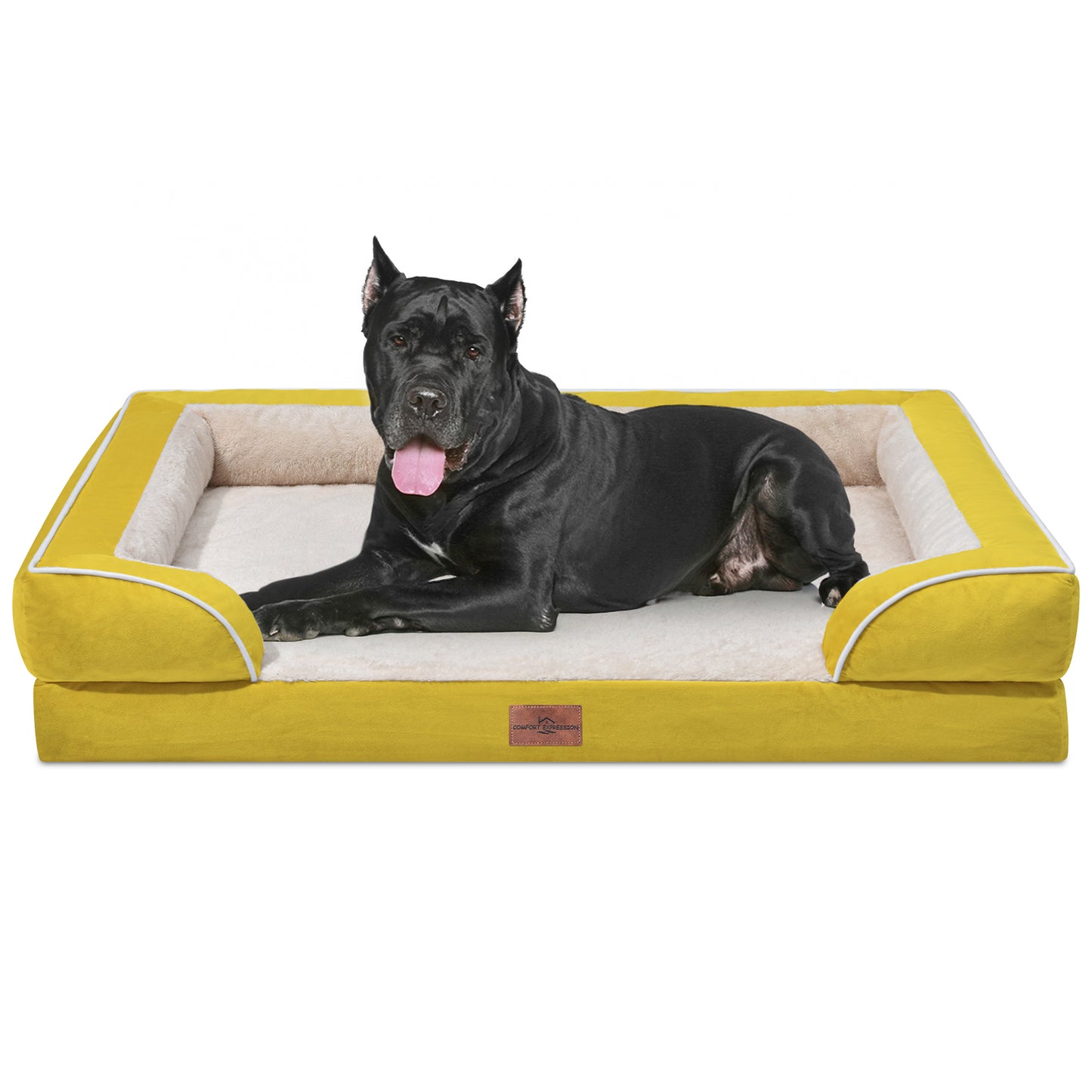 Comfort Expression Waterproof Orthopedic Foam Dog Beds for Extra Large Dogs Durable Dog Sofa Pet Bed Washable Removable Cover with Zipper and Bolster