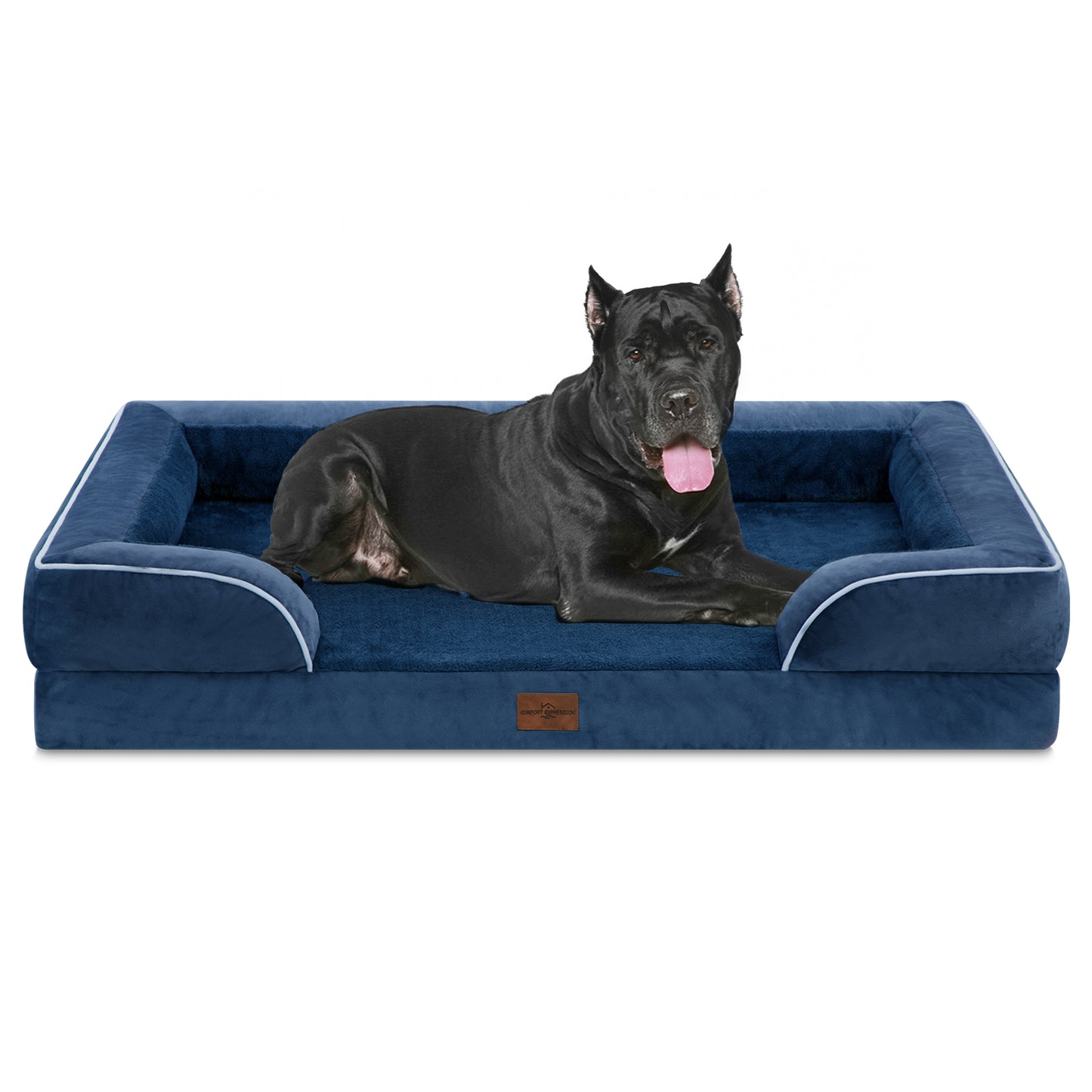 Comfort Expression Waterproof Orthopedic Foam Dog Beds for Extra Large Dogs Durable Dog Sofa Pet Bed Washable Removable Cover with Zipper and Bolster