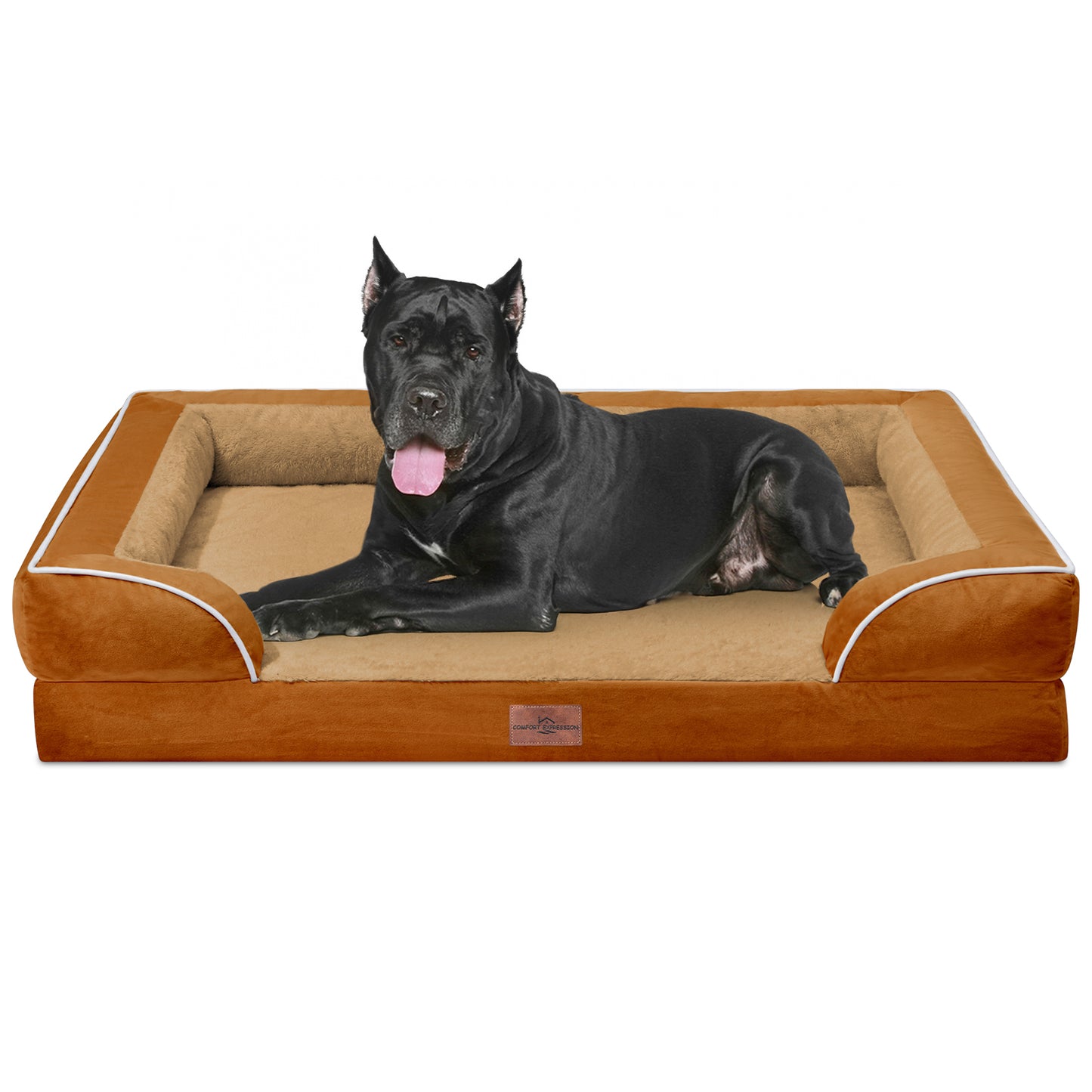 Comfort Expression Waterproof Orthopedic Foam Dog Beds for Extra Large Dogs Durable Dog Sofa Pet Bed Washable Removable Cover with Zipper and Bolster