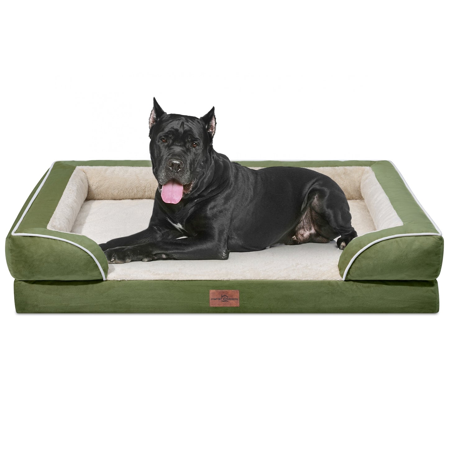 Comfort Expression Waterproof Orthopedic Foam Dog Beds for Extra Large Dogs Durable Dog Sofa Pet Bed Washable Removable Cover with Zipper and Bolster