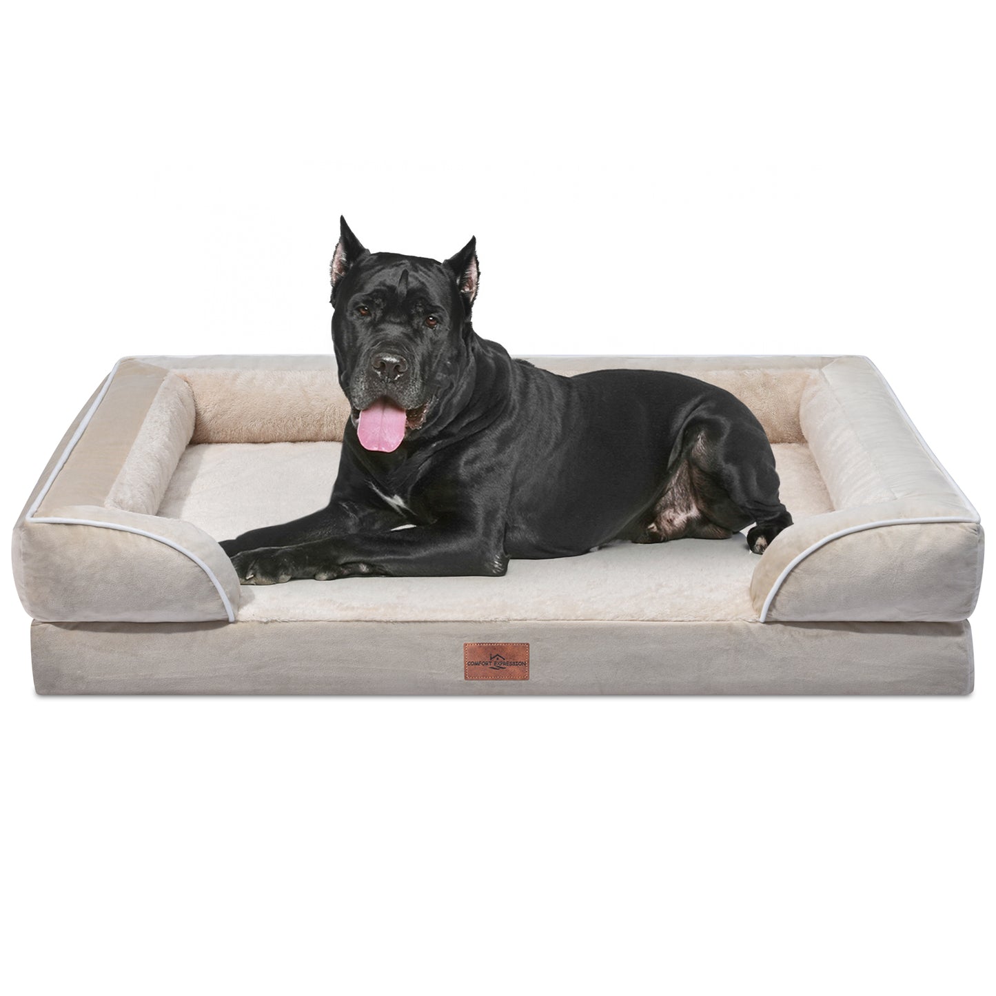 Comfort Expression Waterproof Orthopedic Foam Dog Beds for Extra Large Dogs Durable Dog Sofa Pet Bed Washable Removable Cover with Zipper and Bolster