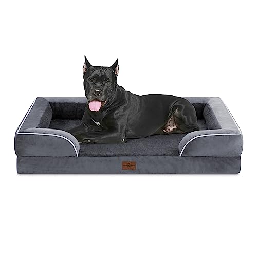 Comfort Expression Waterproof Orthopedic Foam Dog Beds for Extra Large Dogs Durable Dog Sofa Pet Bed Washable Removable Cover with Zipper and Bolster