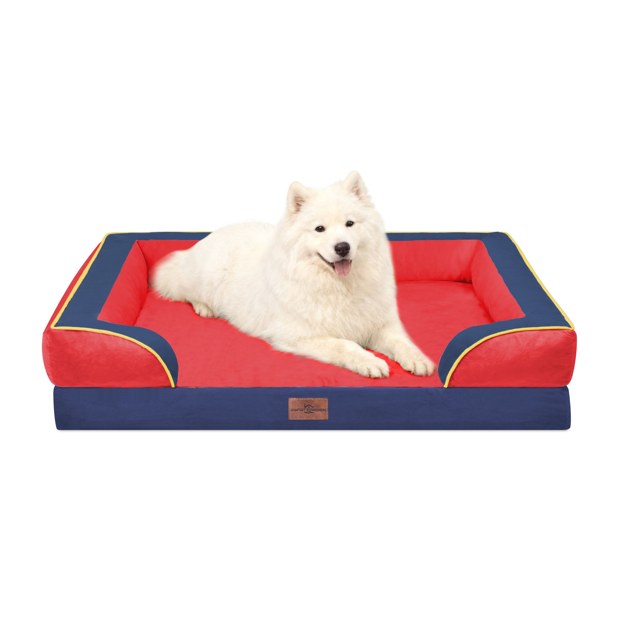 Kansas City  - World Cup Host City Theme Orthopedic Dog Bed for Large Dogs – Waterproof Egg Crate Foam Pet Bed with Bolsters, Washable Cover & Non-Slip Bottom