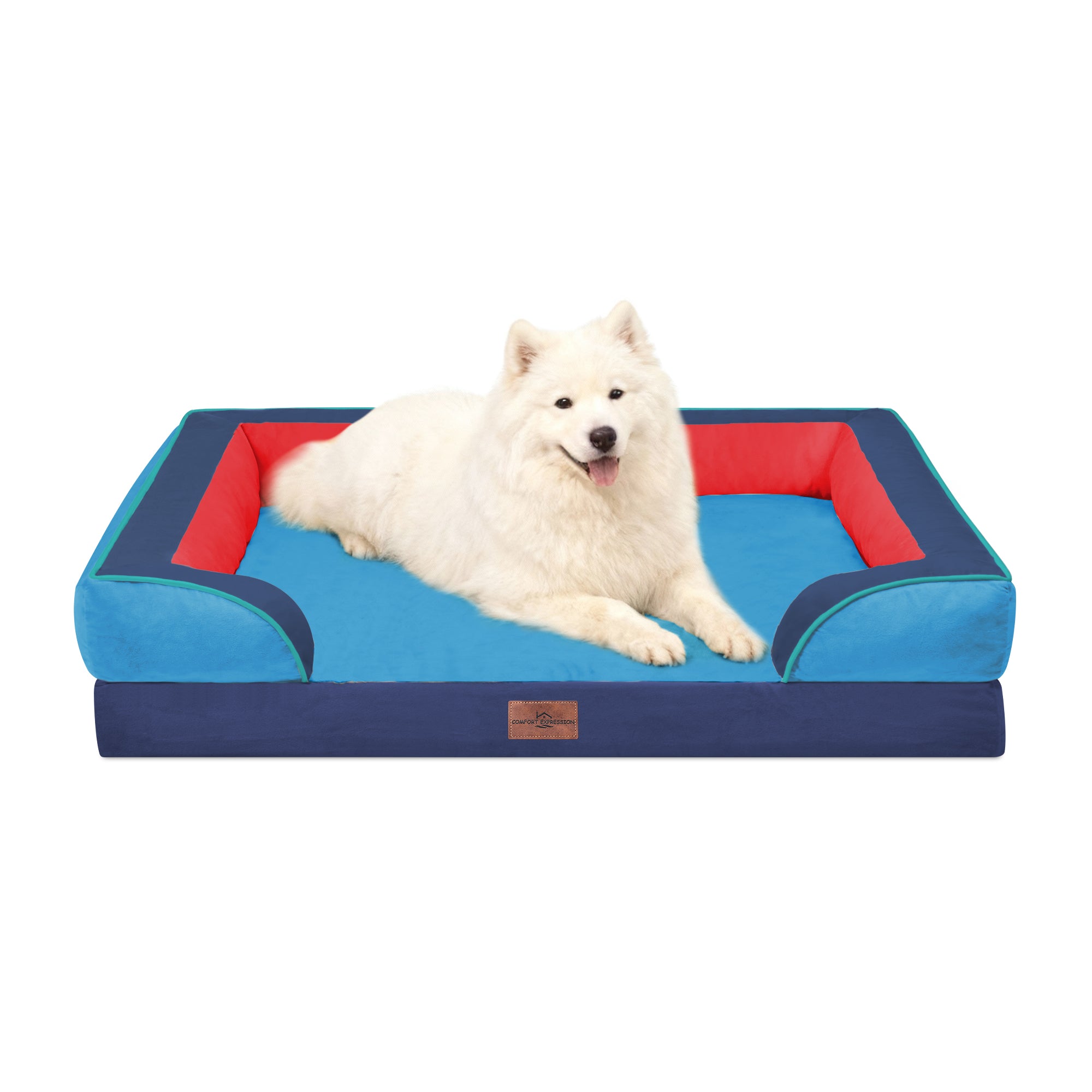 Philadelphia - World Cup Host City Theme Orthopedic Dog Bed for Large Dogs – Waterproof Egg Crate Foam Pet Bed with Bolsters, Washable Cover & Non-Slip Bottom