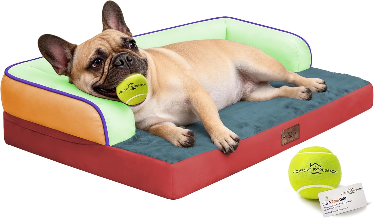 Comfort Expression Memory Foam Large Dog Bed Washable - Waterproof Orthopedic Dog Beds Pet Couch Sofa Bolster with Removable Cover Non-Slip Pet Sofa Couch, 36 x 27