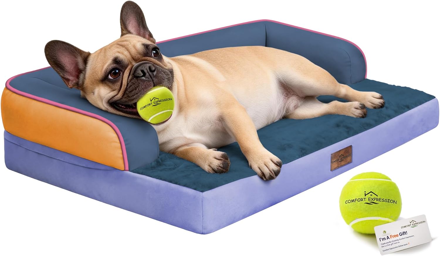 Comfort Expression Memory Foam Dog Bed for Large Medium Sized Dogs - Waterproof Orthopedic Pet Bed with Washable Removable Cover, Non-Slip Pet Sofa Couch, 36 x 27
