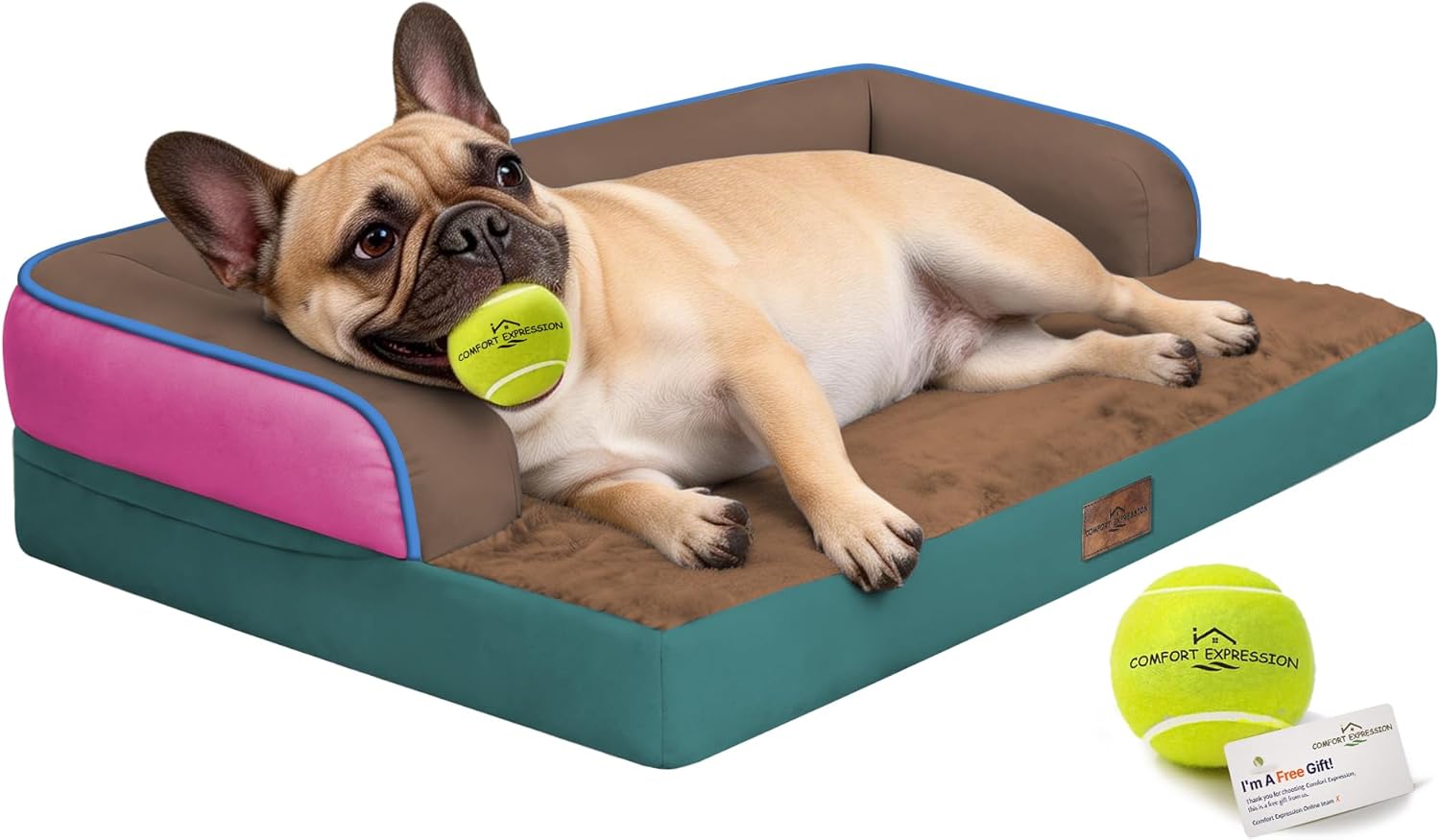 Comfort Expression Memory Foam Dog Bed for Large Medium Sized Dogs - Washable Dog Beds Waterproof Orthopedic Pet Couch Sofa Bolster with Removable Cover, 36 x 27