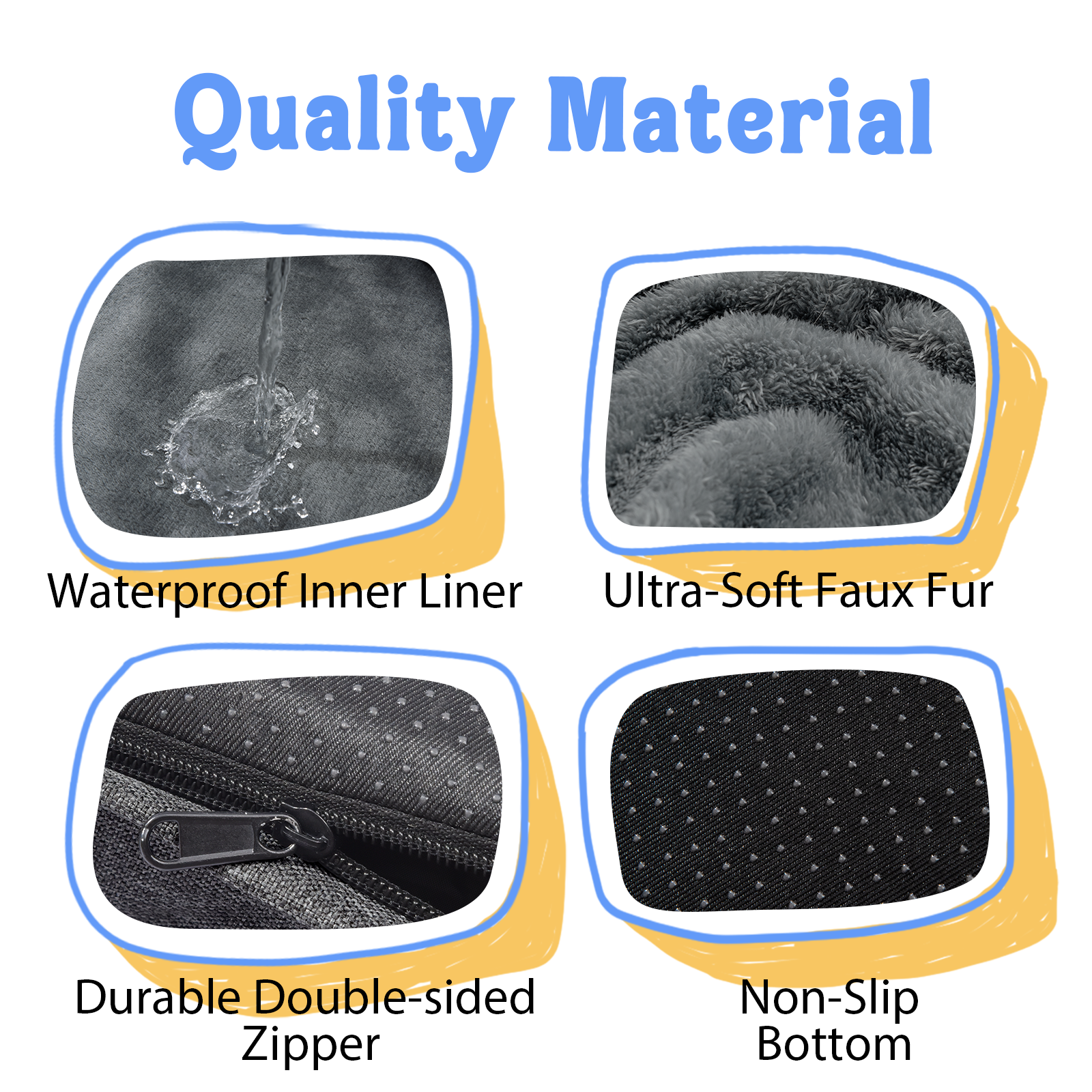Orthopedic Large Dog Bed - Removable Orthopedic Foam Dogs Beds with Bolsters Waterproof Large Dog Bed and Non-Slip Bottom Washable Extra Large Dogs Beds Sofa