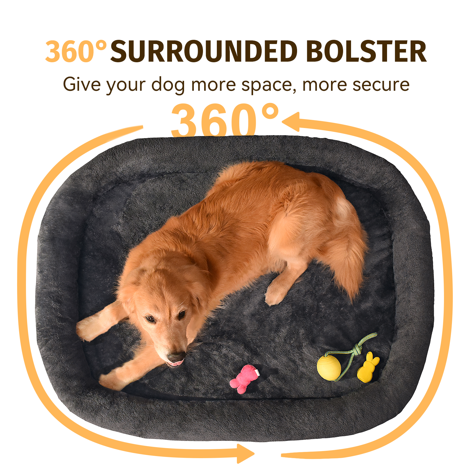 Orthopedic Dog Bed for Large Dogs, Waterproof Dog Bed for Large Size Dogs with Bolsters, Egg Crate Foam Sofa Bed with Washable Removable Cover & Non-Slip Bottom